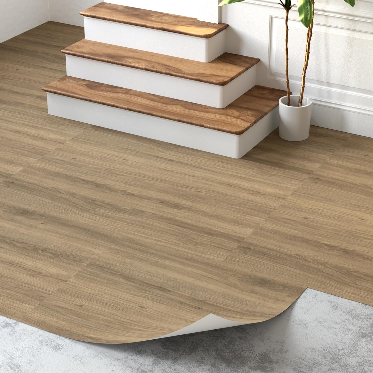 Oxdigi Rollo de vinilo para despegar y pegar de 15.7 x 118 pulgadas13 pies cuadrados, azulejos de vinilo autoadhesivos, suelos de tablones de