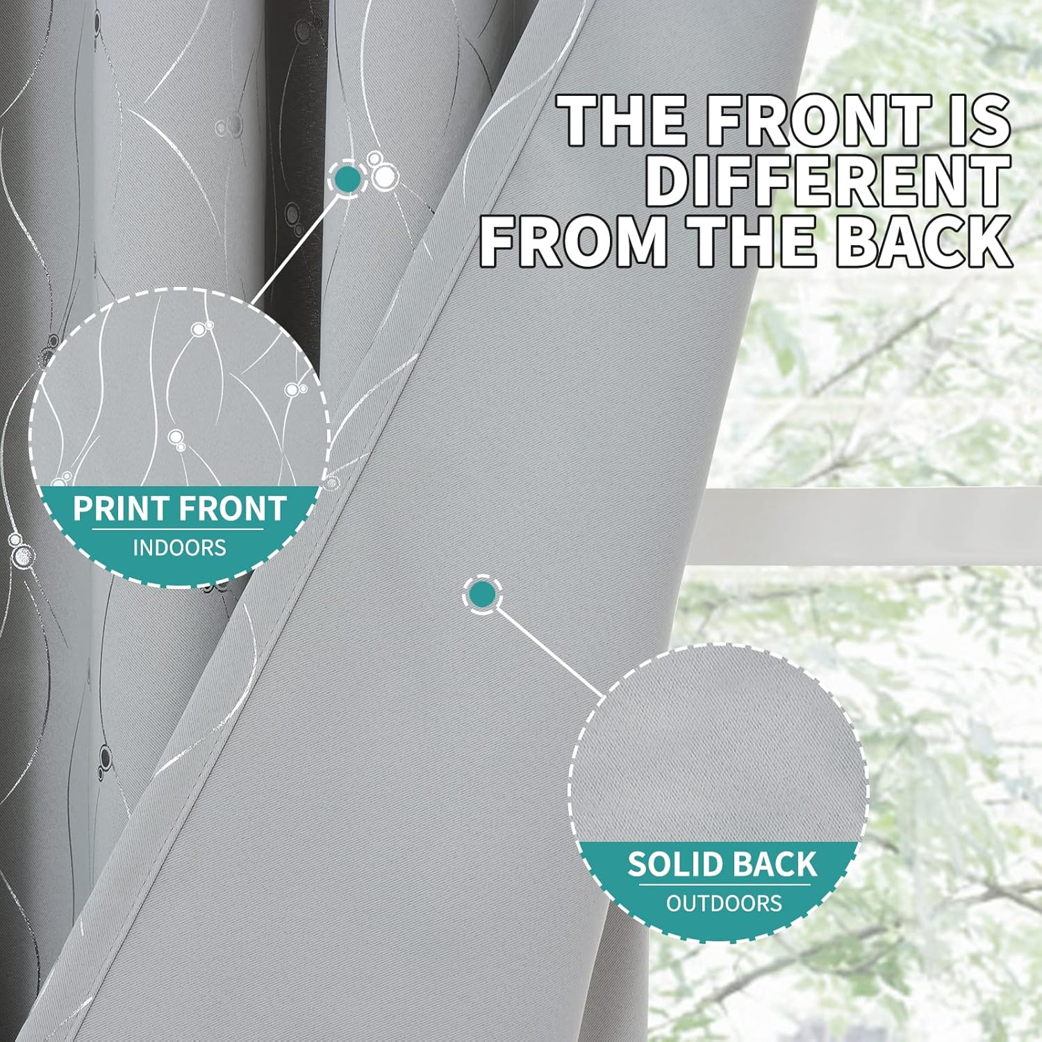 BGment – Cortinas opacas, con aislamiento térmico, para oscurecer la habitación, con estampado de línea ondulada y lunares para dormitorios, juego
