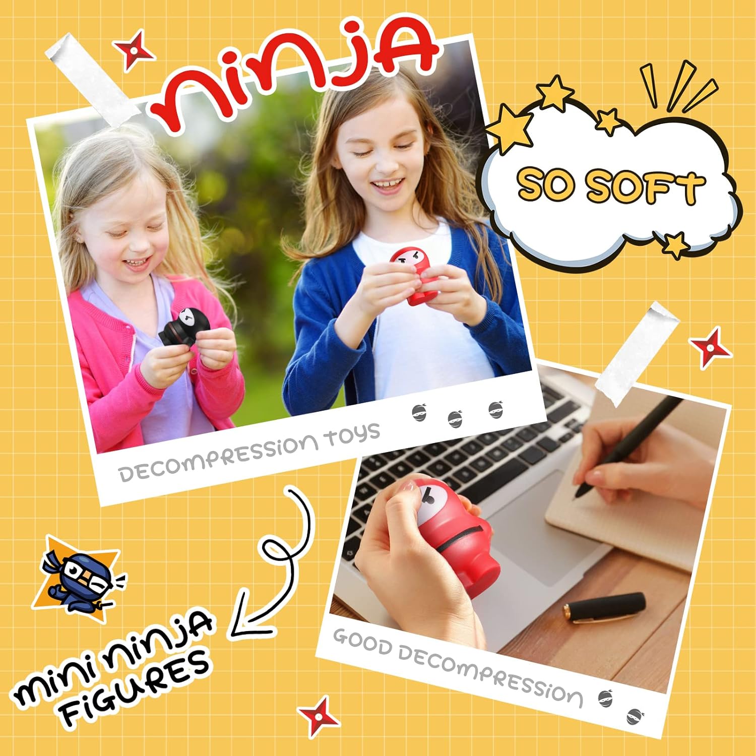 12 piezas de bolas ninja para el estrés, figuras de guerreros y luchadores, regalos de fiesta ninja, juguetes para el estrés, juguetes ninja suaves
