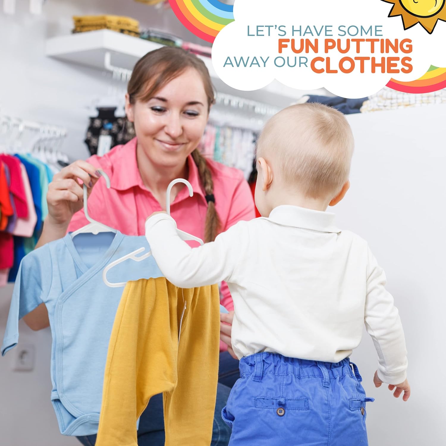Paquete de 10 perchas para bebés fabricadas en Estados Unidos  Perchas para niños para ropa infantil, trajes y ropa para niños pequeños  Paquete de