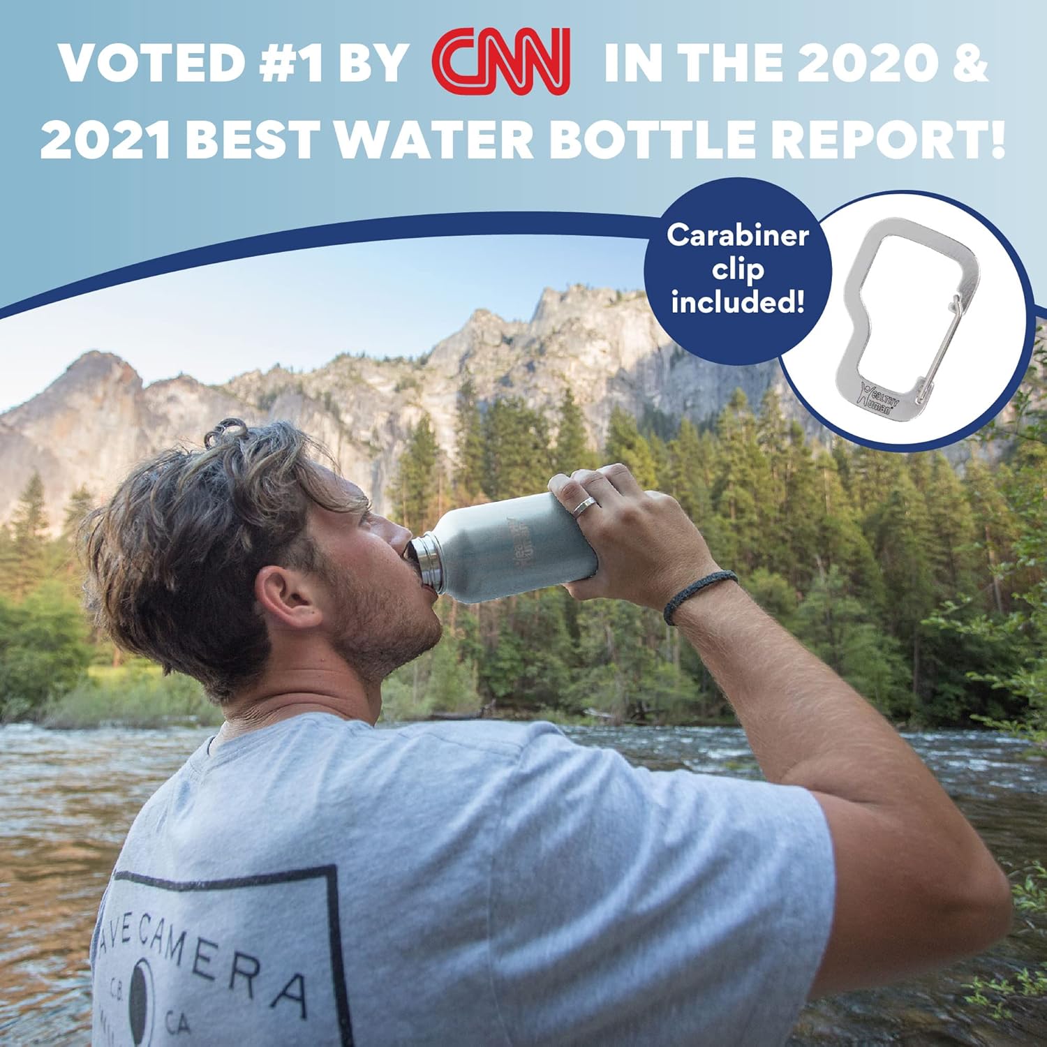 Botella de agua saludable y humana, sin BPA, para deportes, viajes, de acero inoxidable, aislada