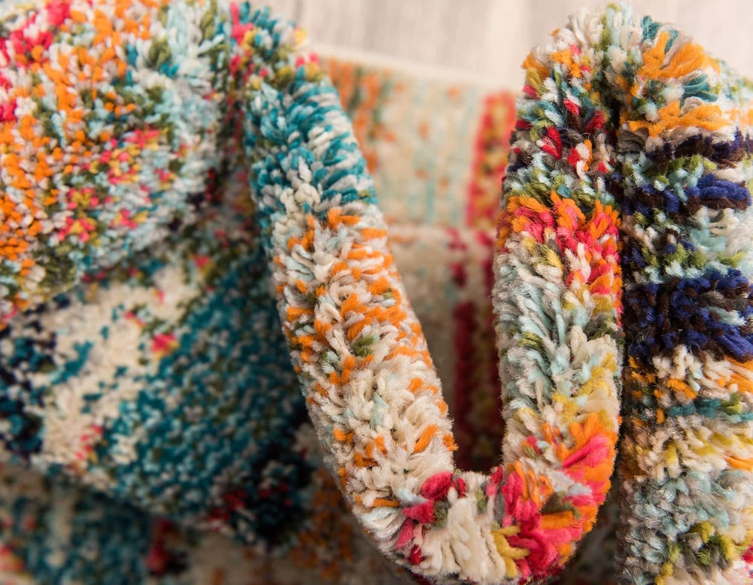 Unique Loom Colección Monterey  Tapete bohemio tribal de época con colores brillantes, Polipropileno, Azul