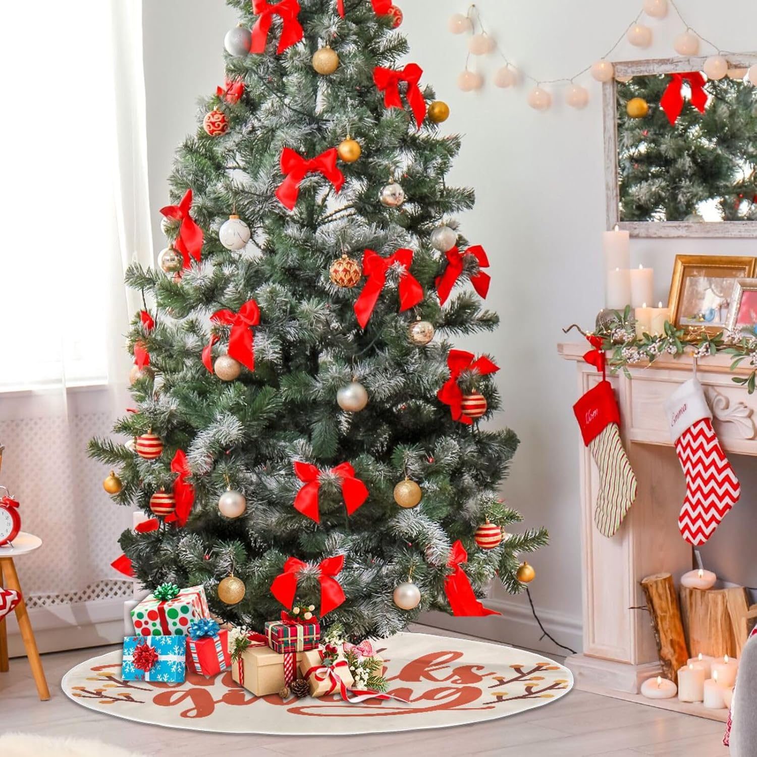 Falda de árbol de Navidad festiva de Acción de Gracias, decoración de Navidad, falda de árbol de Navidad, lavable a máquina, faldas de árbol para