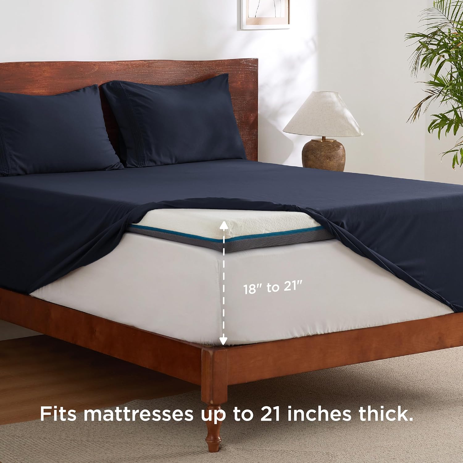 Bedsure Juego de sábanas tamaño individual de bolsillo profundo, se adapta a colchones de hasta 21 pulgadas de grosor, sábanas de colchón de aire de