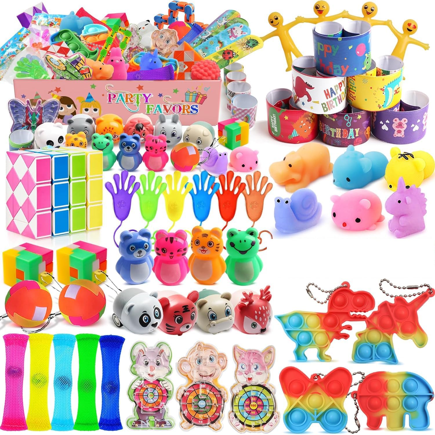 58 piezas de recuerdos de fiesta para niños de 3 a 5 4 a 8 a 12, caja de premios de carnaval del cofre del tesoro, juguetes para aula, rellenos de