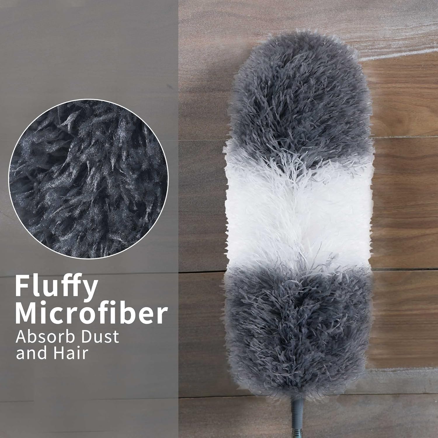 BOOMJOY Plumero de microfibra 4 piezas  Plumeros extensibles flexibles con poste de extensión de 100 pulgadas, plumero de chenilla para limpiar