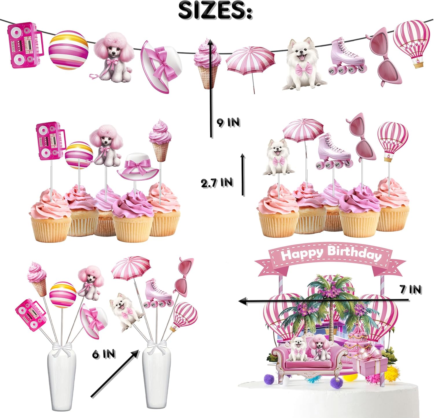 Juego de decoración de fiesta de cumpleaños de muñeca rosa encantadora abraza el estilo glamoroso y celebra con esplendor mágico
