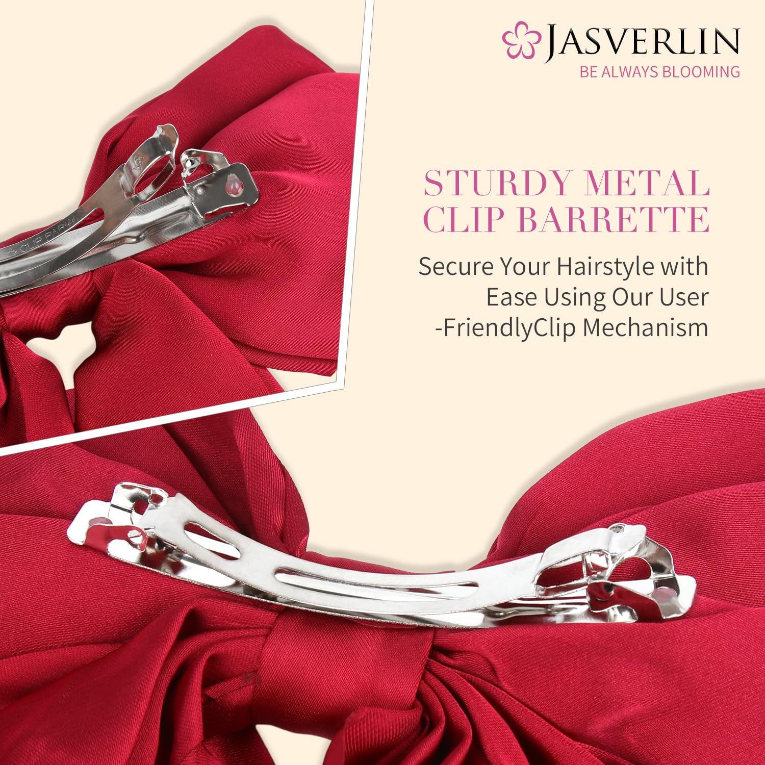 Pinzas de lazo para el cabello sedoso, clip de cinta para el cabello grande para mujeres y niñas, cabello rizado grueso, clip de metal estilo