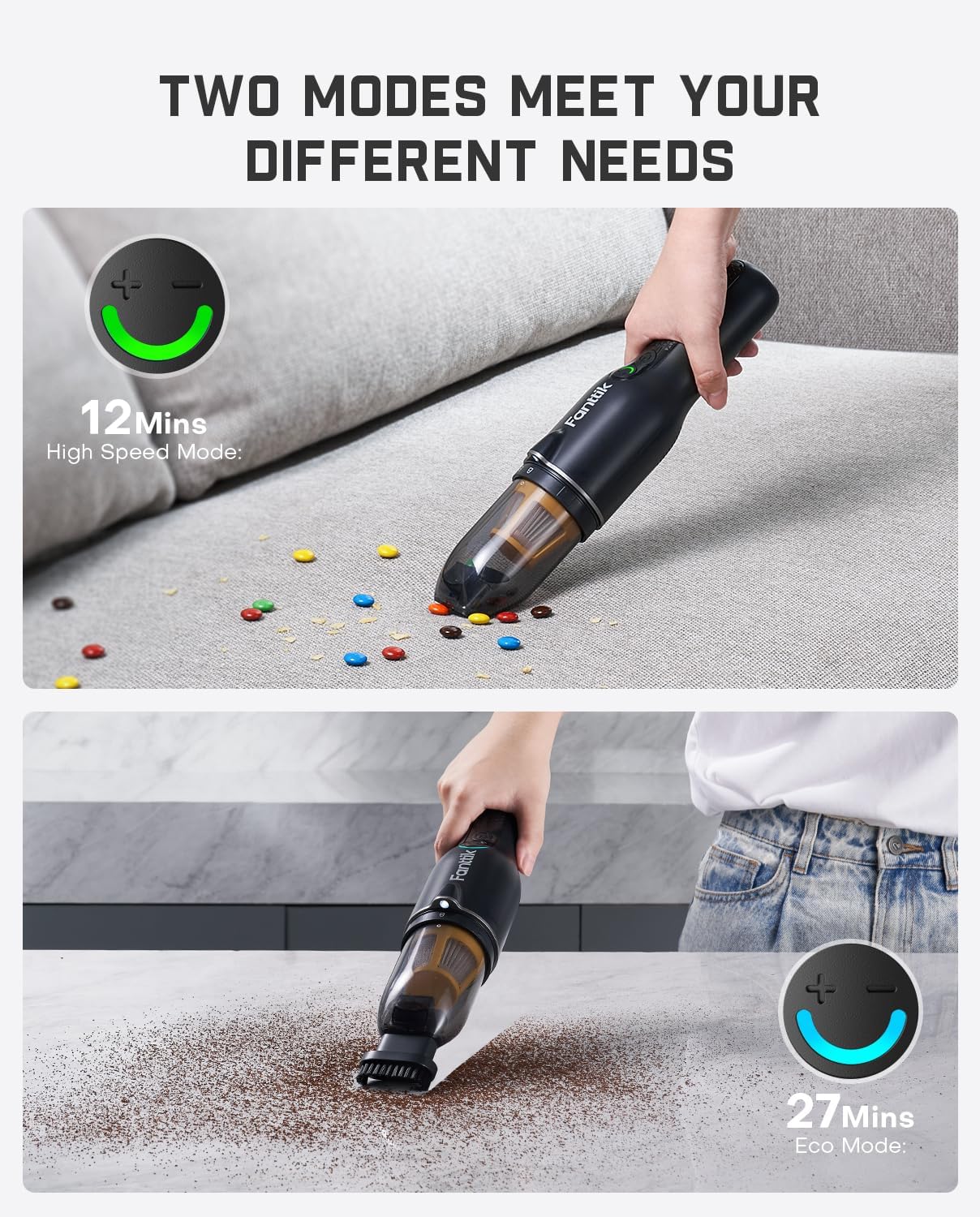 Fanttik Slim V7 Ace – Aspiradora de automóvil inalámbrica, 11000 Pa27 AW de succión fuerte, aspiradora portátil de 1 libra, dos modos con luz LED,