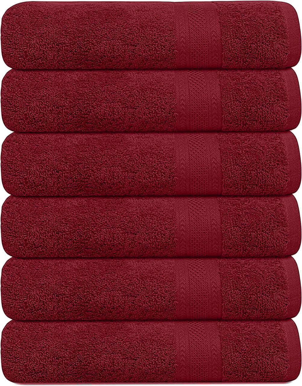 Paquete de 6 toallas de baño 100 % algodón, de 24 x 48 pulgadas, de secado rápido, altamente absorbentes, suaves al tacto, gimnasio, spa, baño,