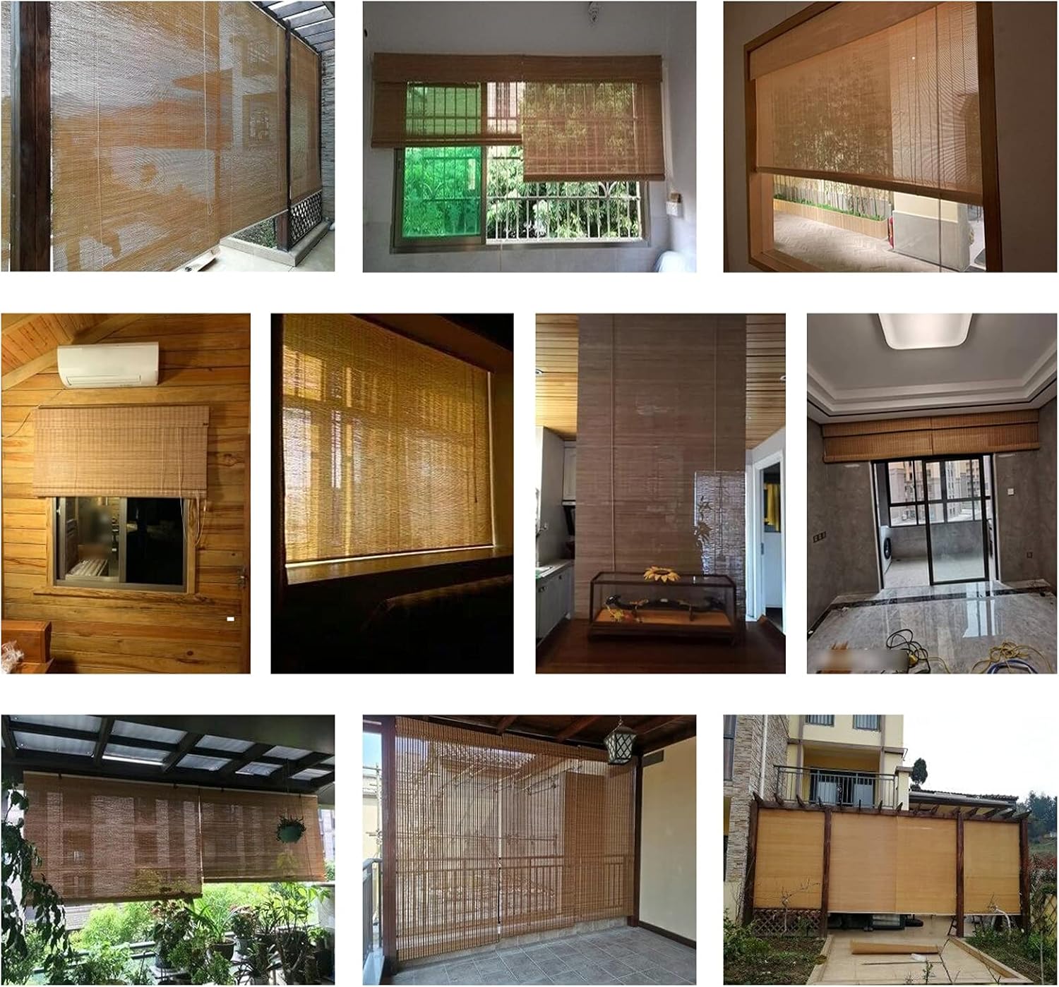 Persianas enrollables de bambú marrón carbonizado retro para ventanas, filtrantes de luz, cortinas enrollables de bambú, transpirables, cortinas