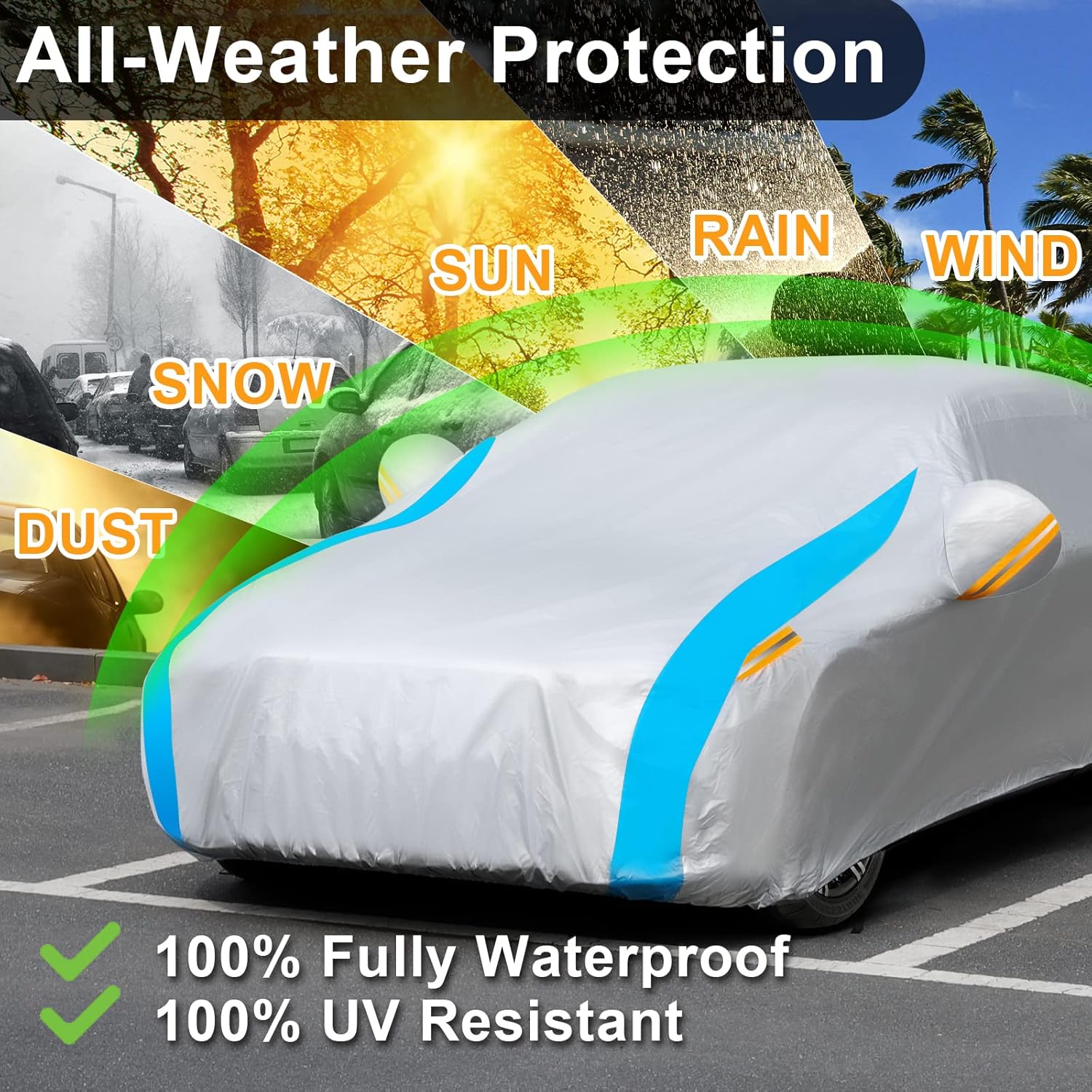 Funda impermeable para todo tipo de clima, transpirable, protección UV, a prueba de nieve, a prueba de polvo, universal (2 para automóvil