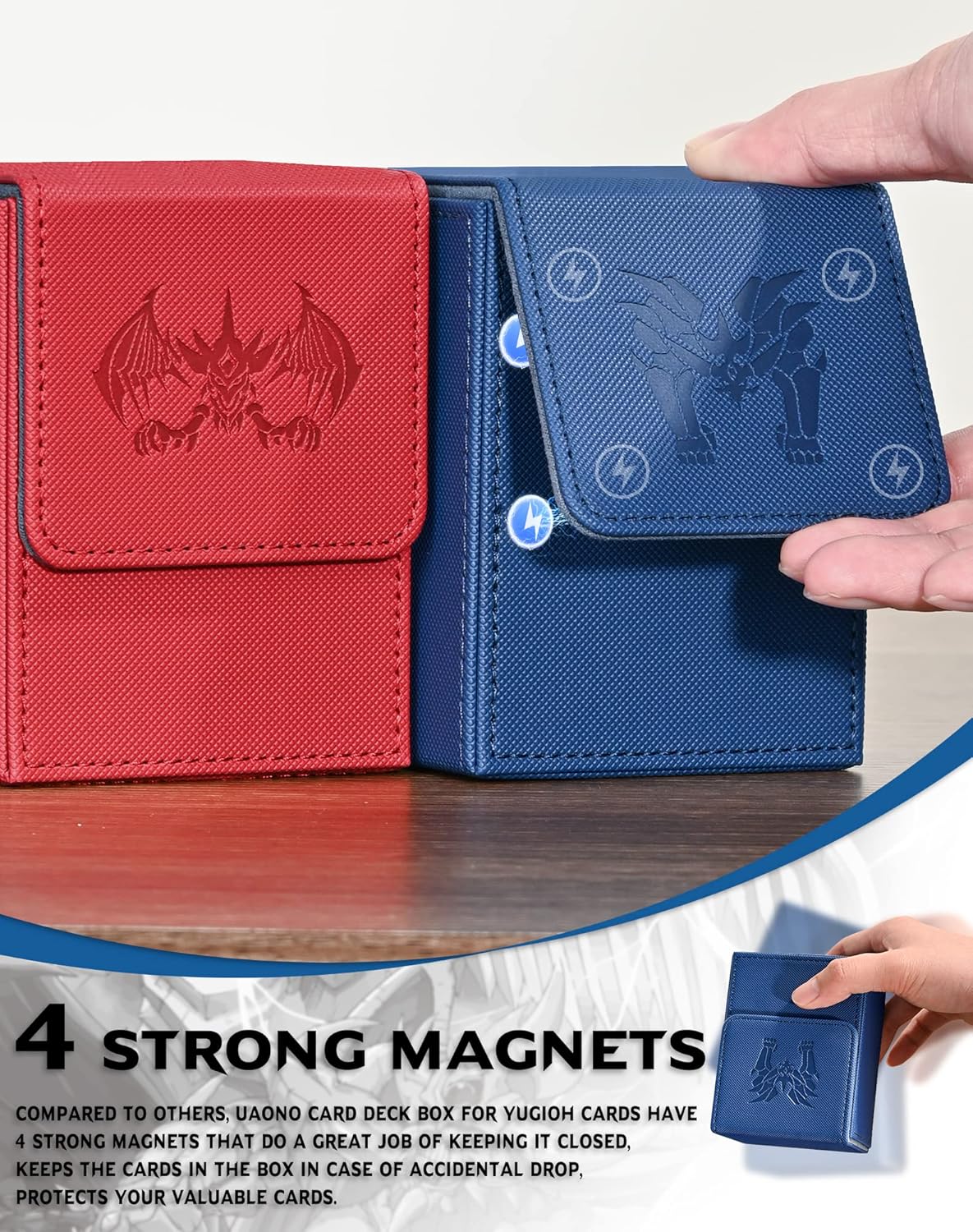 Caja de cartas para tarjetas Yugioh MTG, más de 100 fundas con 2 divisores para TCG CCG, caja de almacenamiento de tarjetas de piel sintética