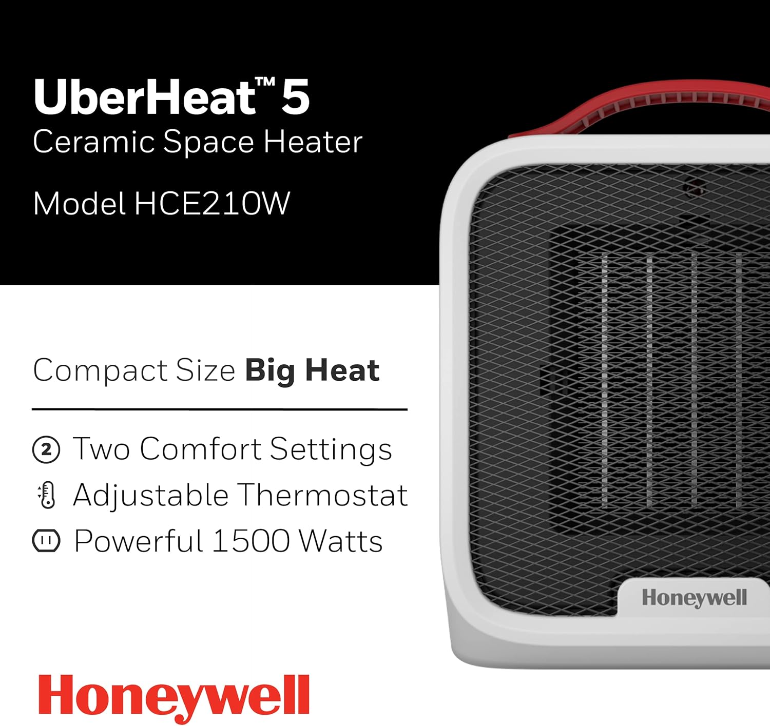 Honeywell UberHeat 5 – Calentador de cerámica para habitaciones pequeñas, color blanco