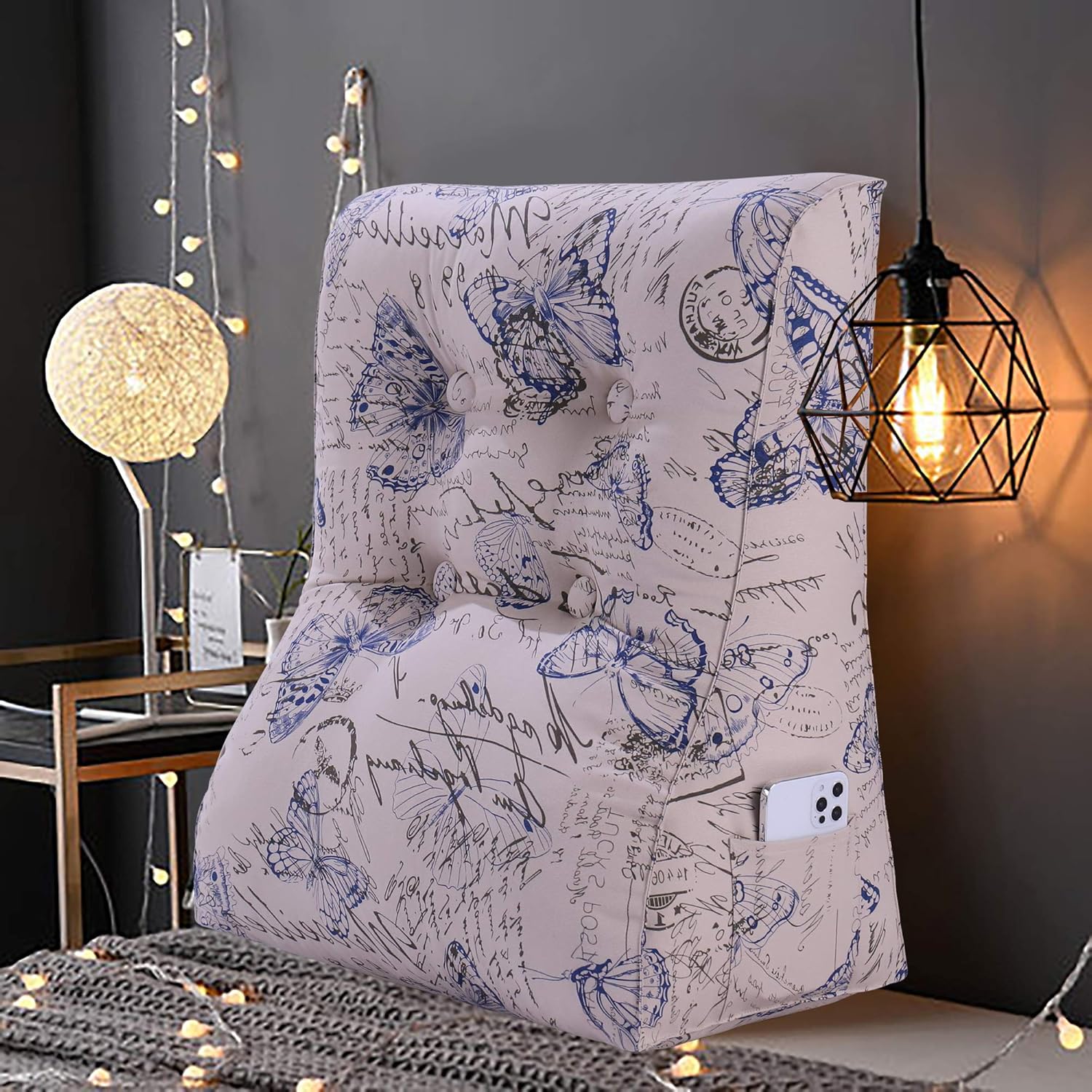 YXCSELL Almohada de cuña para respaldo, almohada de respaldo impreso, almohada de lectura para dormir para sentarse en la cama, soporte de espalda,