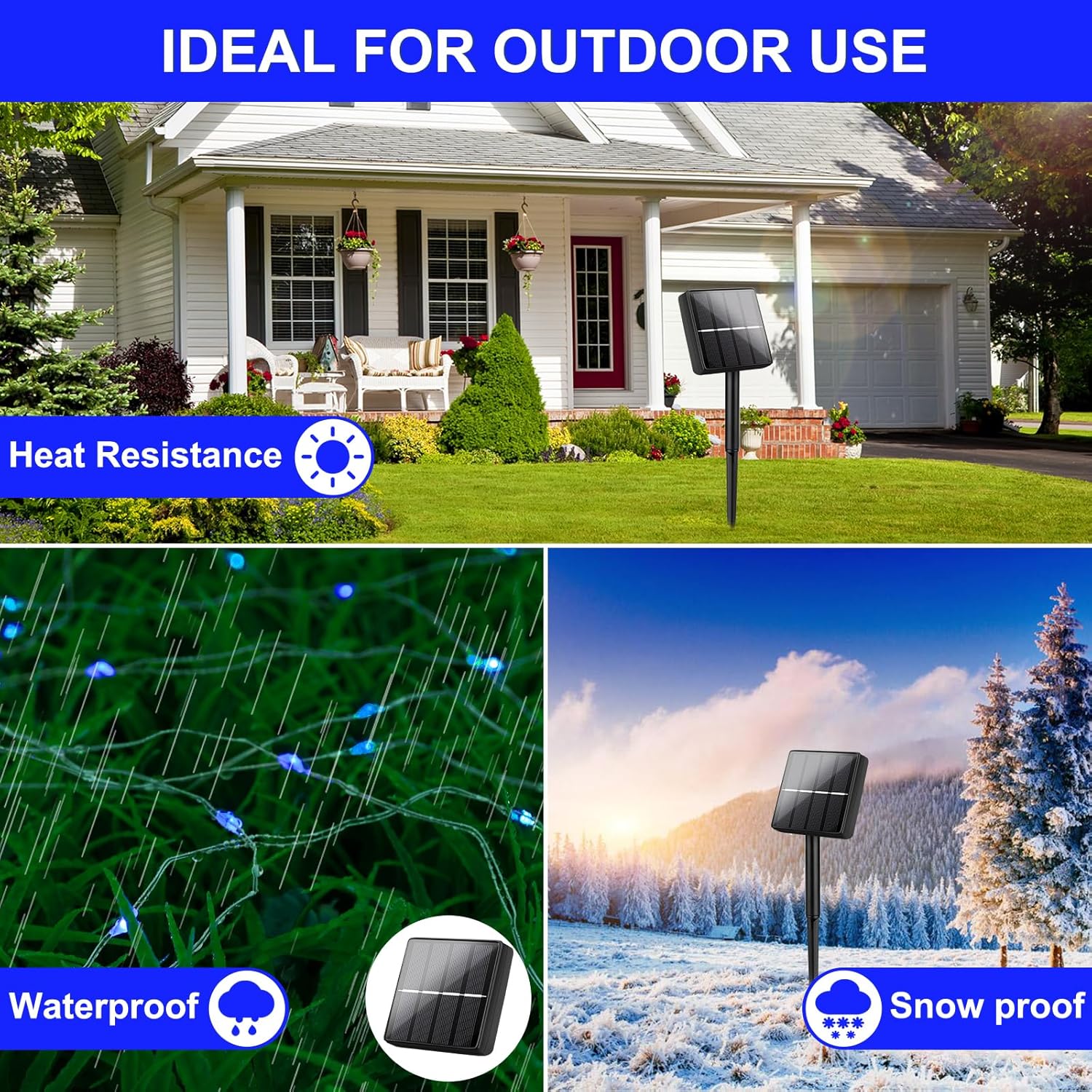 Brightever Guirnalda de luces solares impermeables para exteriores, paquete de 2 unidades de 200 luces LED parpadeantes de 78 pies, cada una de 39