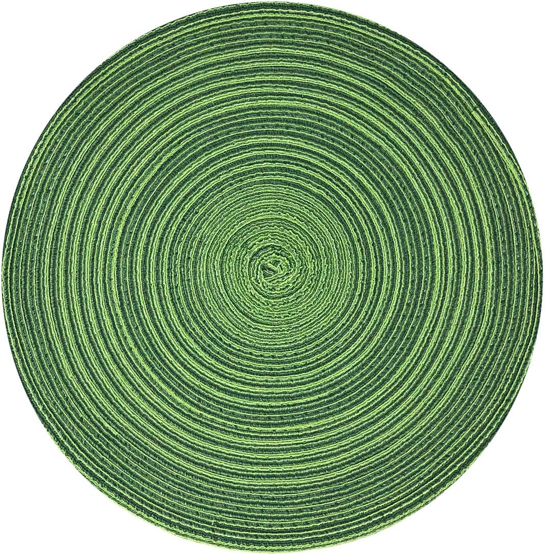 allydrew Manteles individuales redondos tejidos de 15 pulgadas (juego de 6), color verde