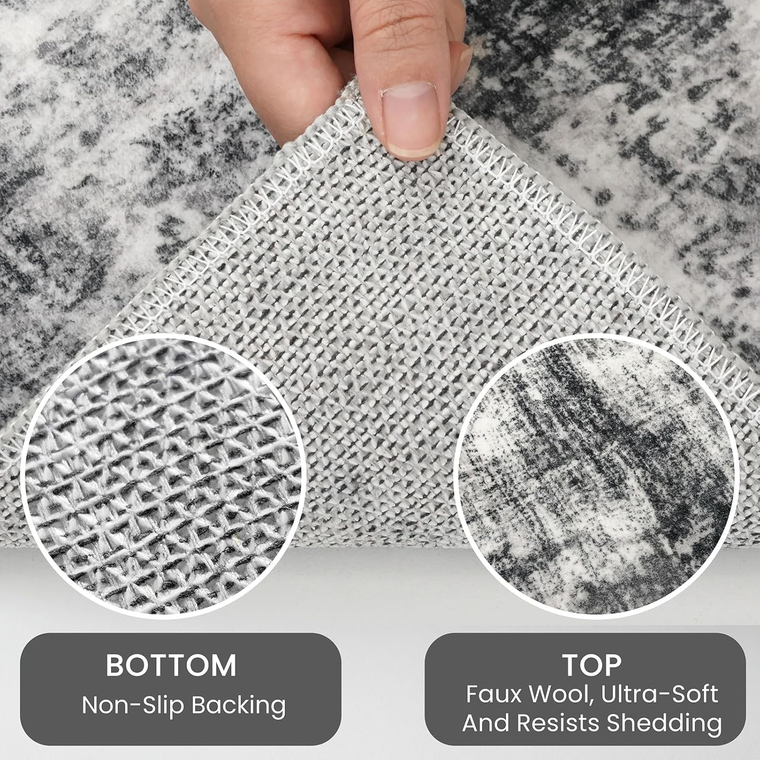 IOHOUZE Alfombra moderna abstracta lavable para sala de estar, comedor, antideslizante, alfombra estampada de lana sintética para dormitorio,