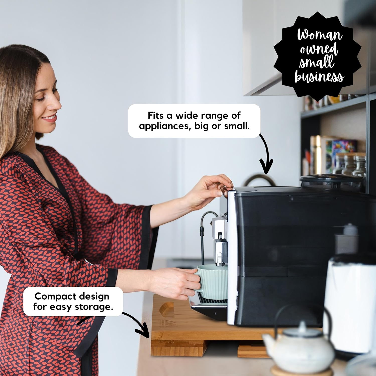 Deslizador de electrodomésticos de cocina de madera, bandeja para debajo del gabinete para cafetera, licuadora, freidora de aire, batidora de soporte