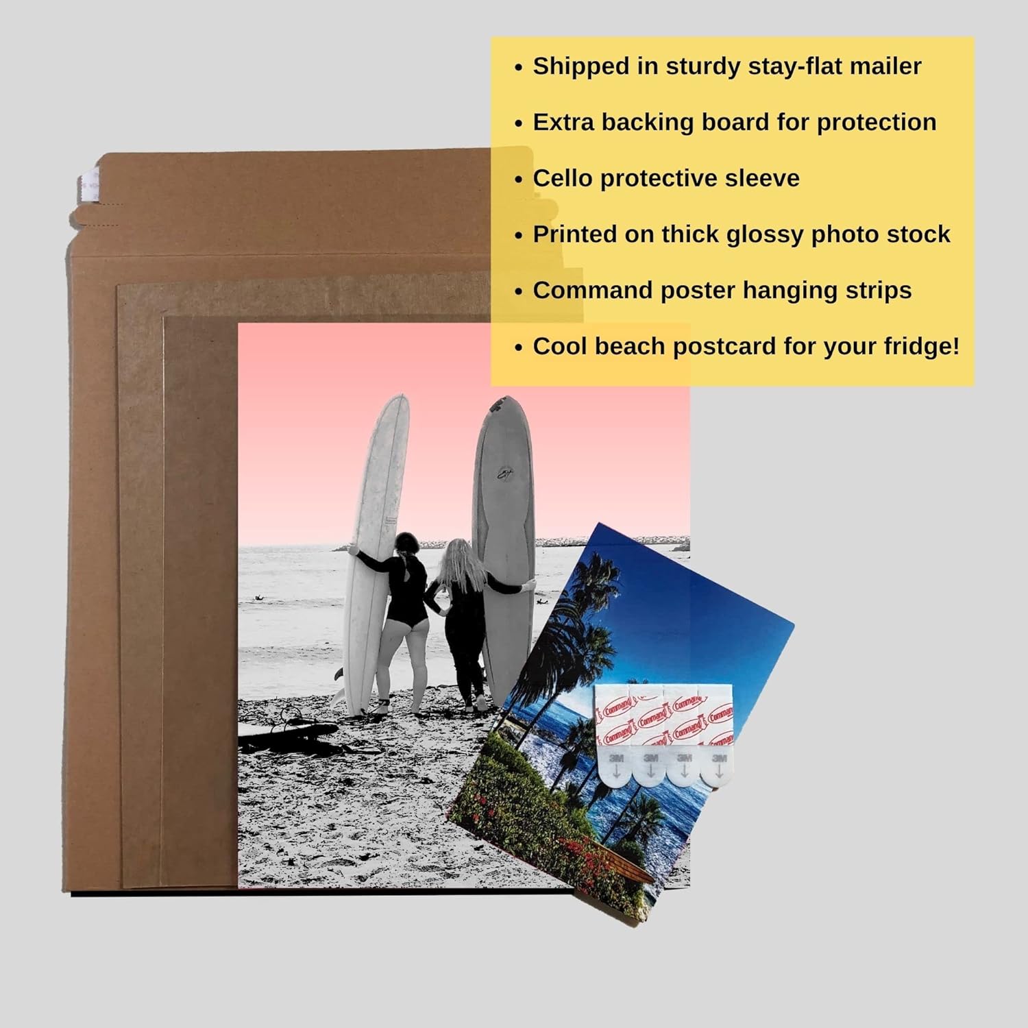 Póster Surfer Besties en blanco y negro, decoración de surf, arte de pared costero de California, regalo para surfistas, decoración de casa de