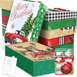 12 cajas de regalo de Navidad extra grandes a granel con tapas, 12 papel de seda y 80 calcomanías de regalo de Navidad para envolver ropa de gran 12 cajas de regalo de Navidad extra grandes a granel con tapas, 12 papel de seda y 80 calcomanías de regalo de Navidad para envolver ropa de gran
