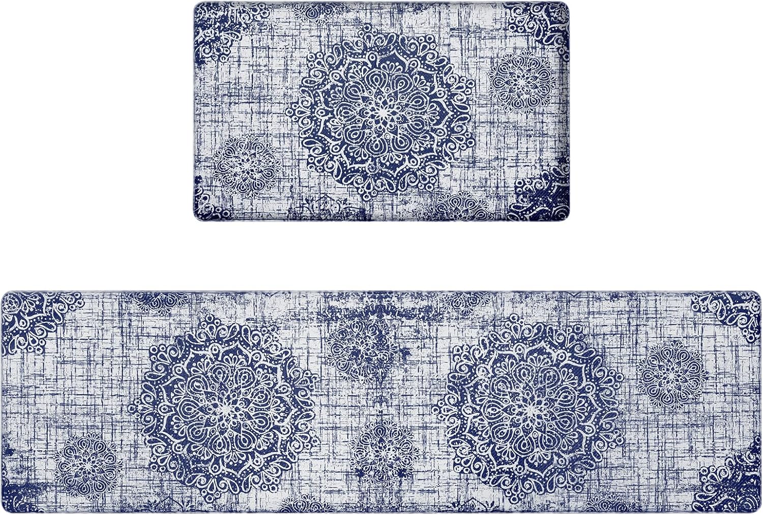 Lahome Tapete de cocina acolchado antifatiga, cómodo, antideslizante, envejecido, floral, resistente al aceite, 2 piezas, 17.3 x 59 pulgadas + 17.3