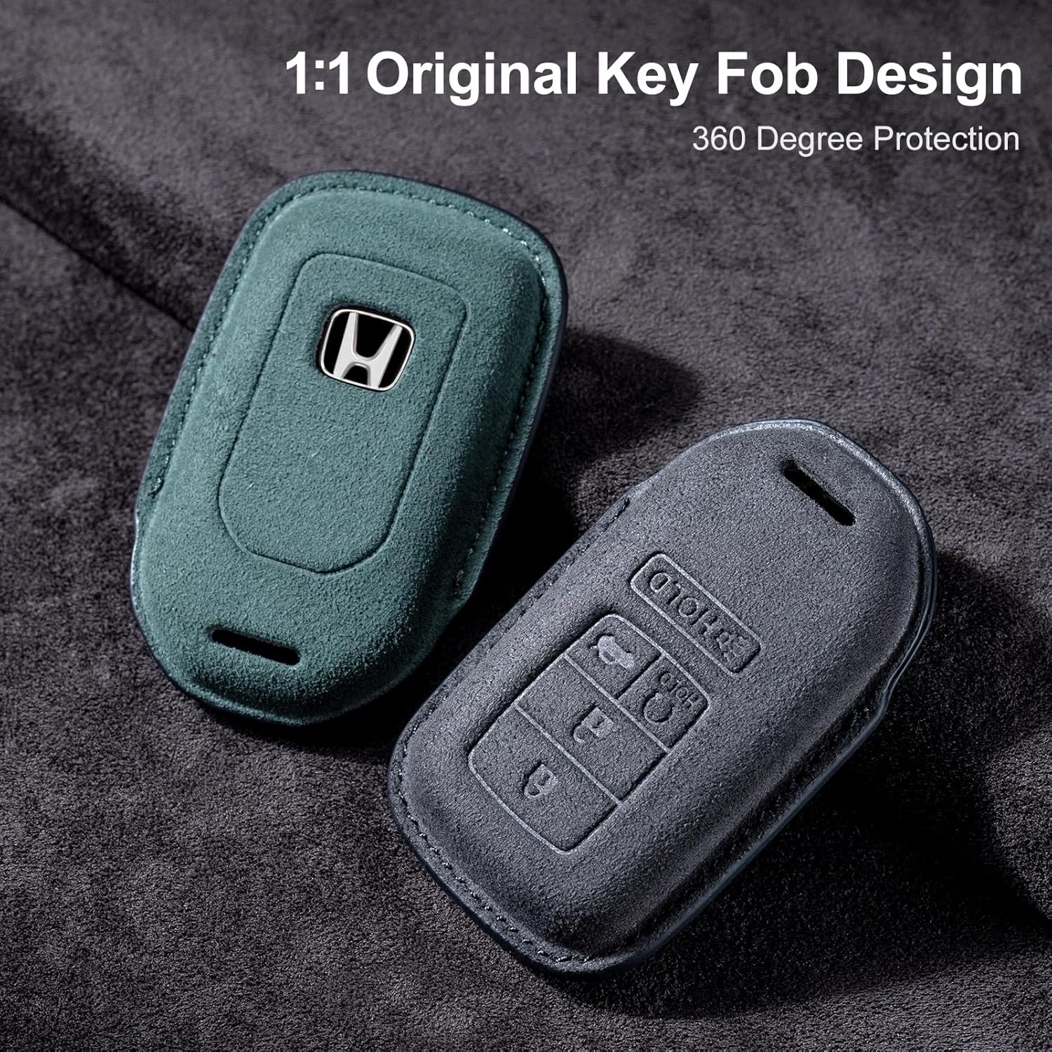 Funda para llavero Honda con cordón de gamuza para llavero, protector de llavero compatible con Honda Accord Civic CRV Pilot Odyssey Passport Smart