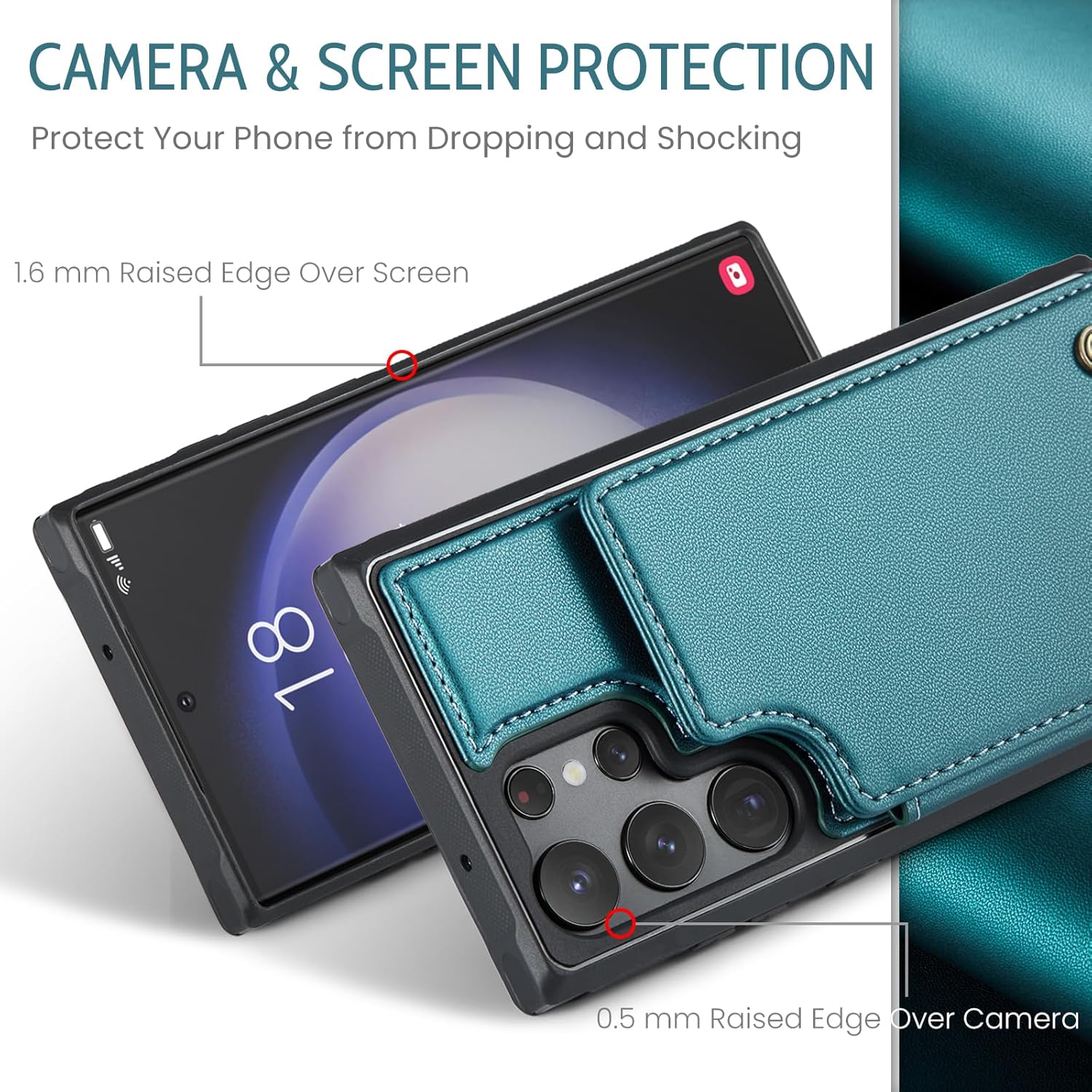 UEEBAI Funda tipo cartera con tarjetero para Samsung Galaxy S22 Ultra 5G, con bloqueo RFID, funda de piel sintética, funda tipo folio con función