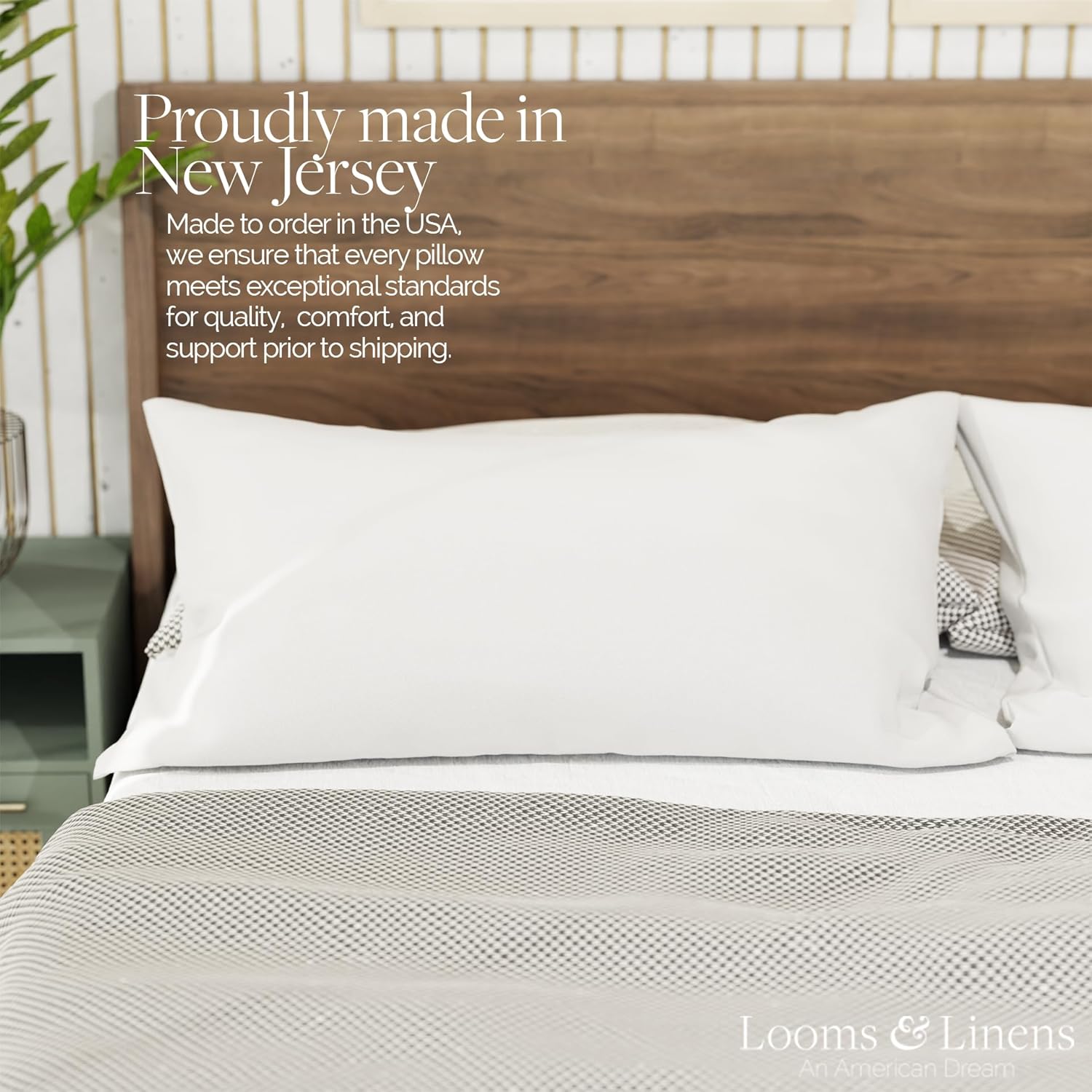 Looms & Linens Hotel – Juego de almohadas de lujo para dormir de 20 x 30 pulgadas, 1 paquete de almohadas de cama Queen  Almohadas firmes y