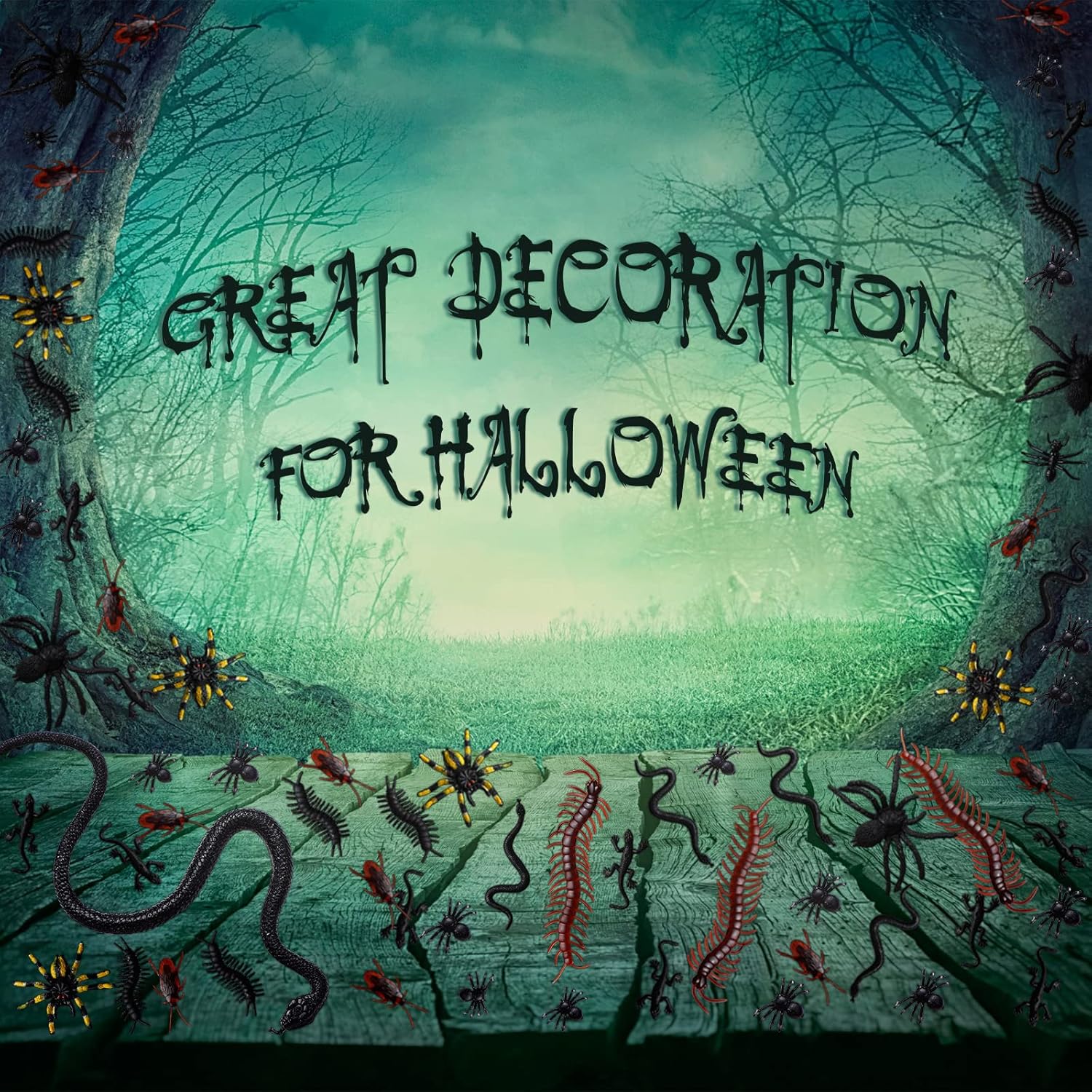 200 piezas de insectos realistas de Halloween de plástico aterrador, decoración de insectos, broma, serpiente falsa, cucarachas, arañas, lombrices