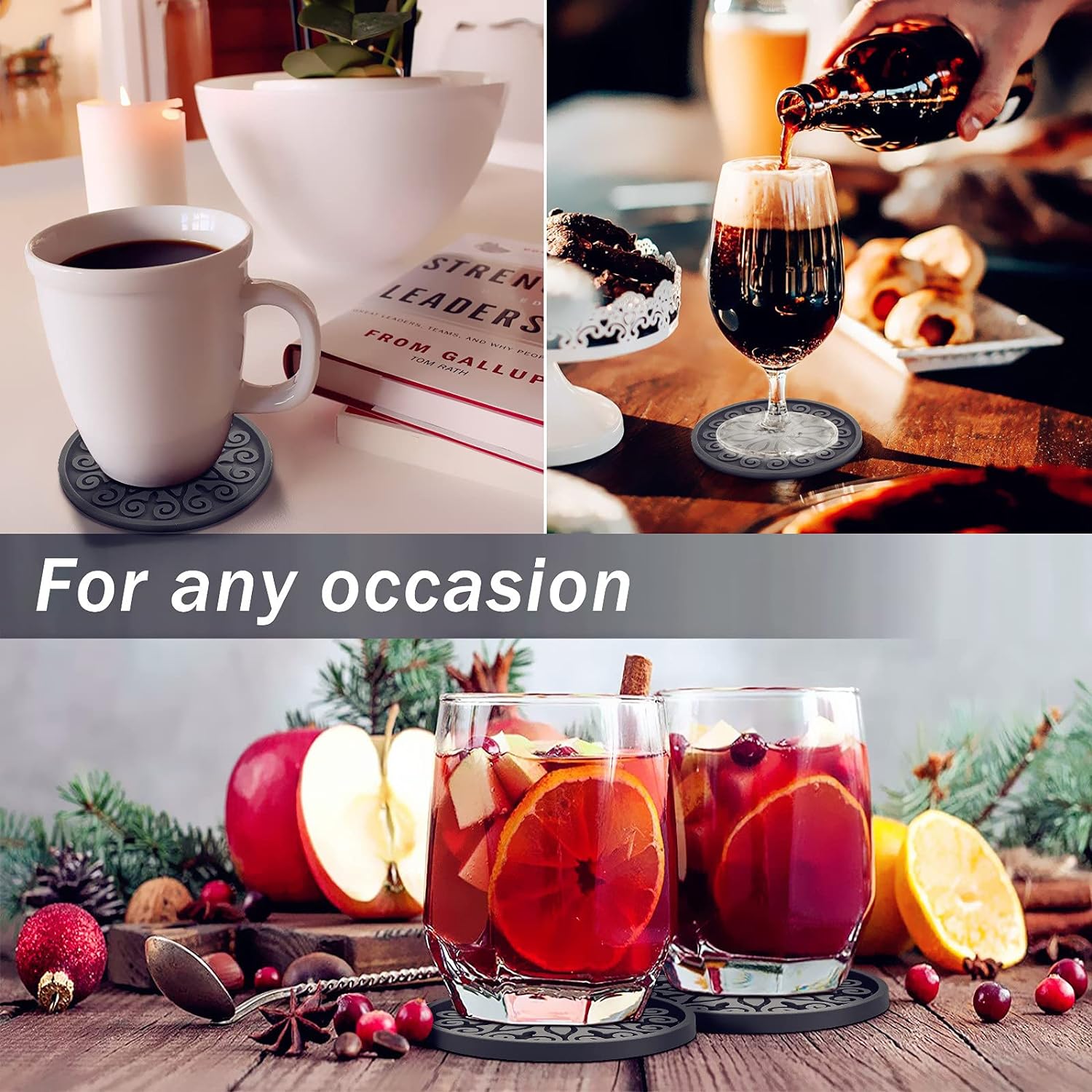 Posavasos de silicona para bebidas, resistentes y reutilizables, gran regalo para cumpleaños, inauguración de la casa, decoración de habitación,