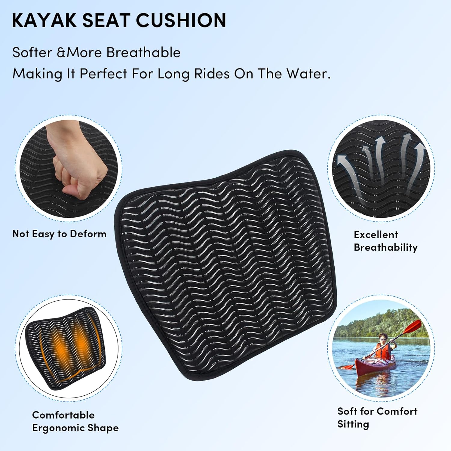 Cojín antideslizante para asiento de kayak, cojín de asiento de kayak, accesorio de asiento de kayak para kayak, canoa, deriva, rafting, remo, pesca