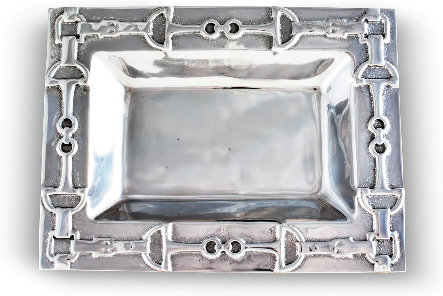 Arthur Court Designs Bandeja de aluminio para servicio de alimentos ecuestres, organizador de almacenamiento de escritorio, catchall, valet, mesita
