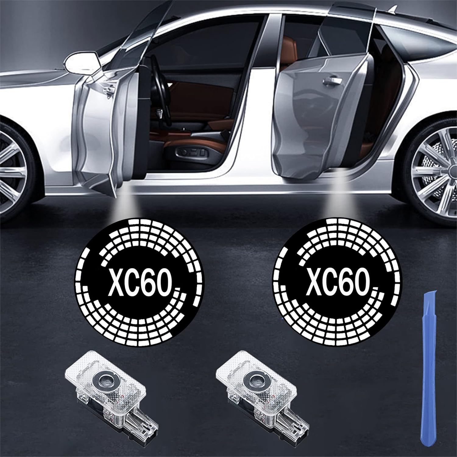 Luz de logotipo para puerta de automóvil, proyector HD, luces de bienvenida láser, luz de logotipo de sombra fantasma, compatible con Volvo XC60 XC90