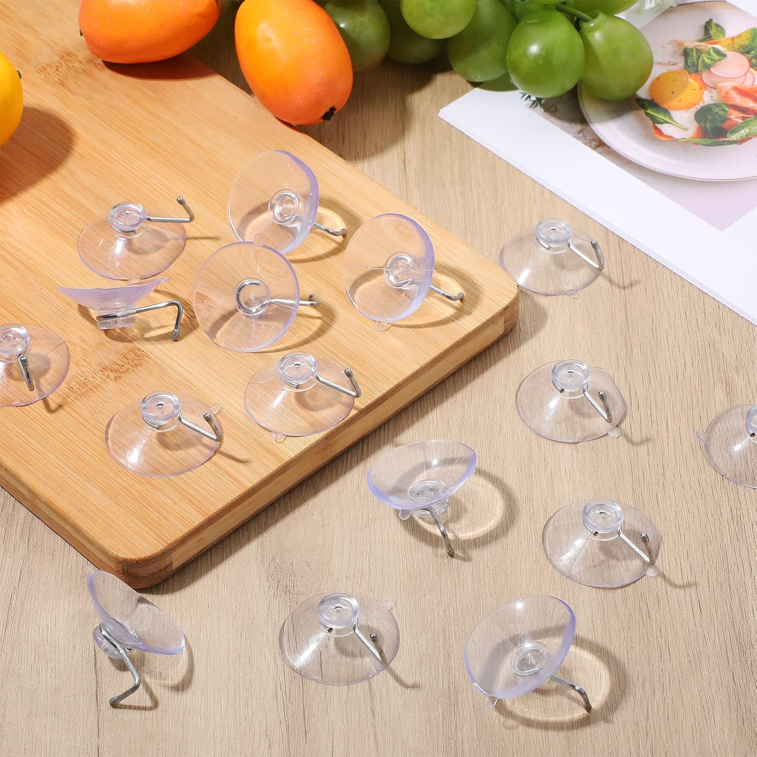 Unittype 120 ganchos de pared con ventosa de PVC, reutilizables, transparentes, con ganchos de metal, prácticos suministros para colgar sin clavos