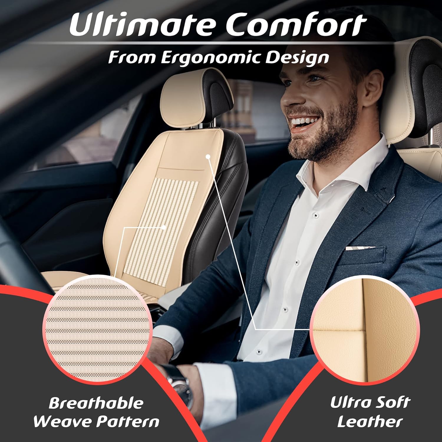 Paffenery Juego de 2 fundas universales para asientos delanteros de automóvil, fundas de asiento de vehículo de lujo impermeables para asiento de