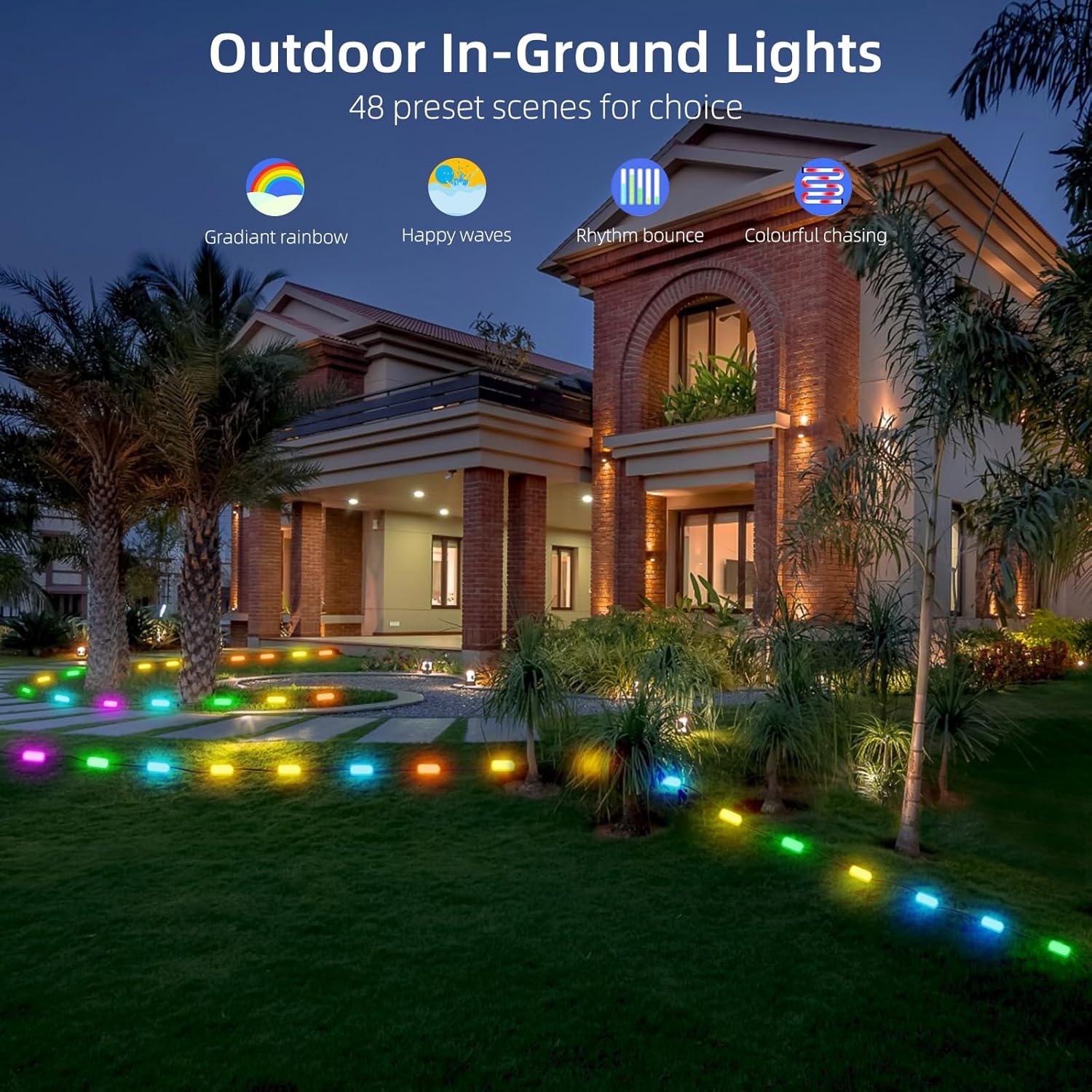 BASON LIGHTING Luces de suelo para exteriores, luces de camino de voltaje IP65 de 24 V, paquete de 20, luces de pasarela de control de aplicación