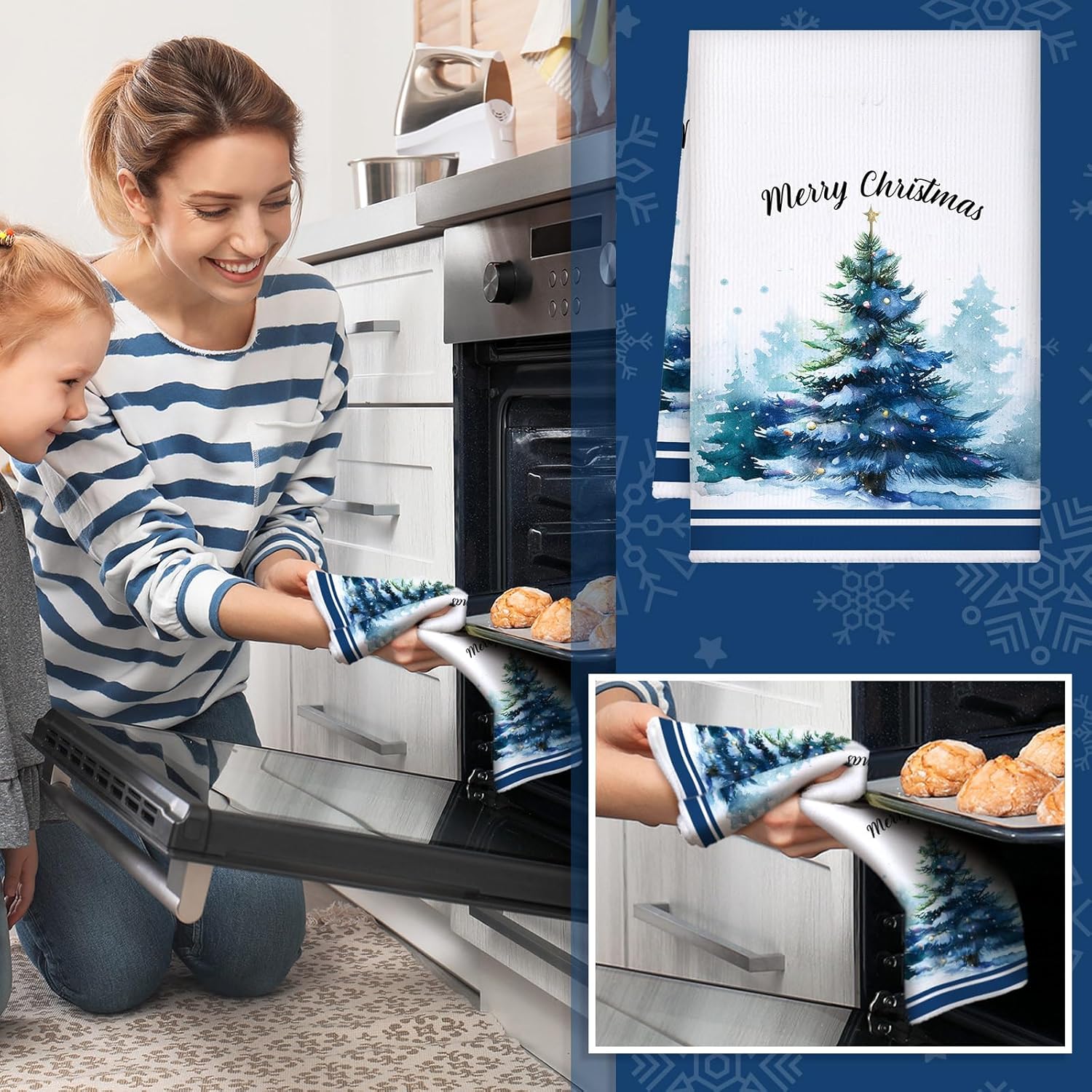 Bencailor Juego de 6 paños de cocina de Navidad absorbentes de microfibra suave para casa de campo, 16 x 24 pulgadas, toallas de mano de invierno y