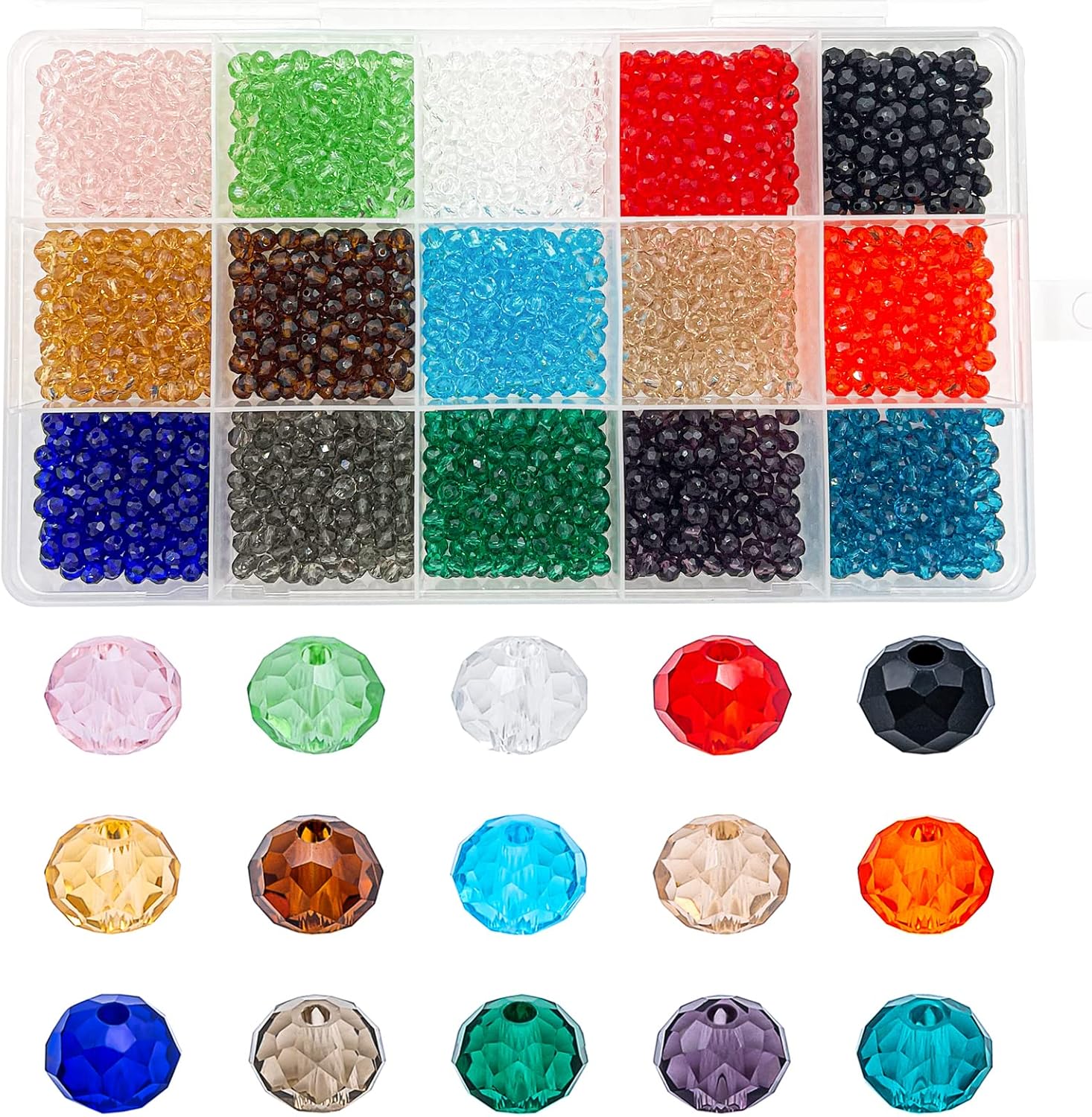 1800 cuentas de cristal Briolette de 0.157 pulgadas para hacer joyas, cuentas de cristal facetadas con forma de Rondelle para hacer pulseras,