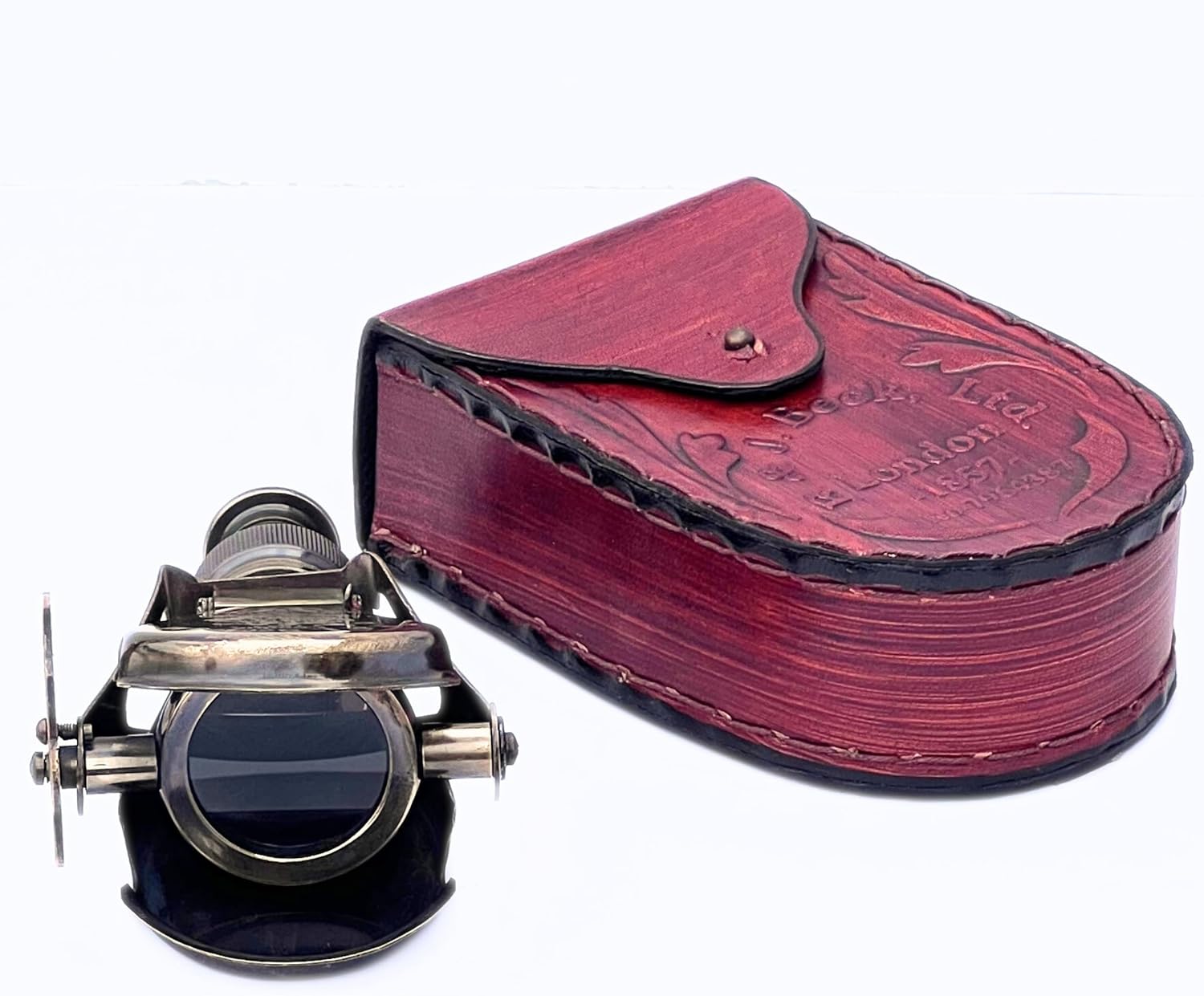 Náutico latón antiguo pequeño monocular marino vintage R & J Beck Londres 1857 Logo Binoculares para actividades al aire libre Colección del hogar