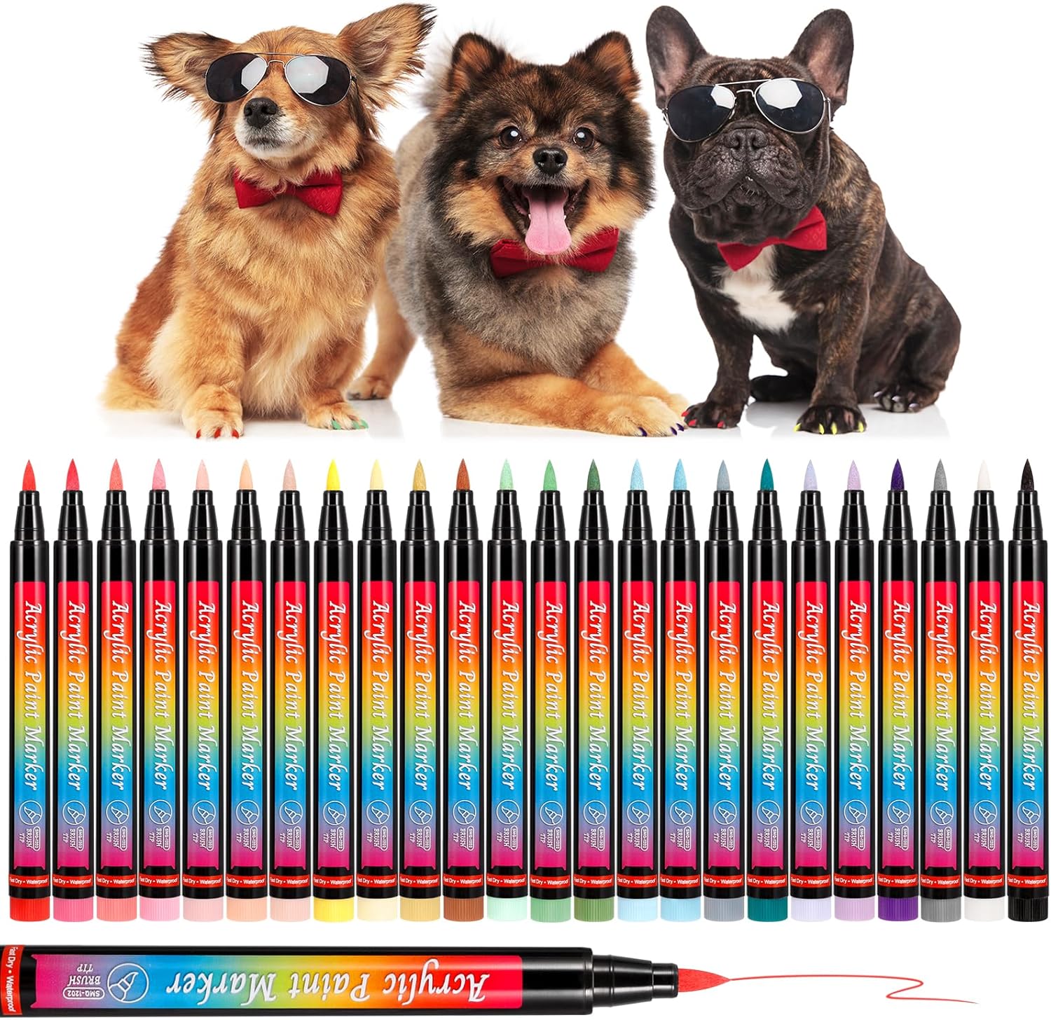 Juego de 24 colores de esmalte de uñas para perro, uñas oscuras o claras, sin olor, secado rápido, fácil de usar, no tóxico e inodoro para