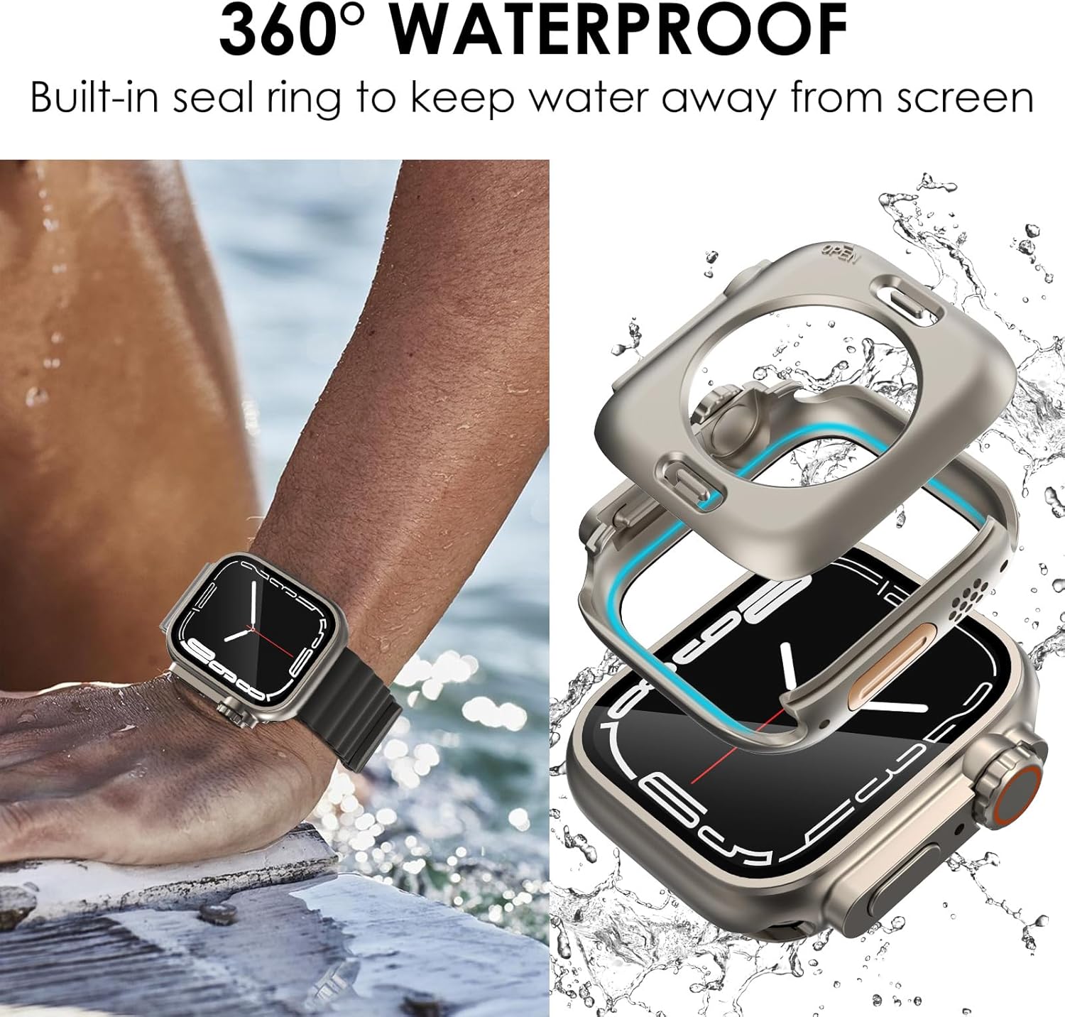 Parece una funda ultra protectora CHANCHY Funda impermeable 2 en 1 para Apple Watch de 1.575 pulgadas con protector de pantalla, cubierta protectora