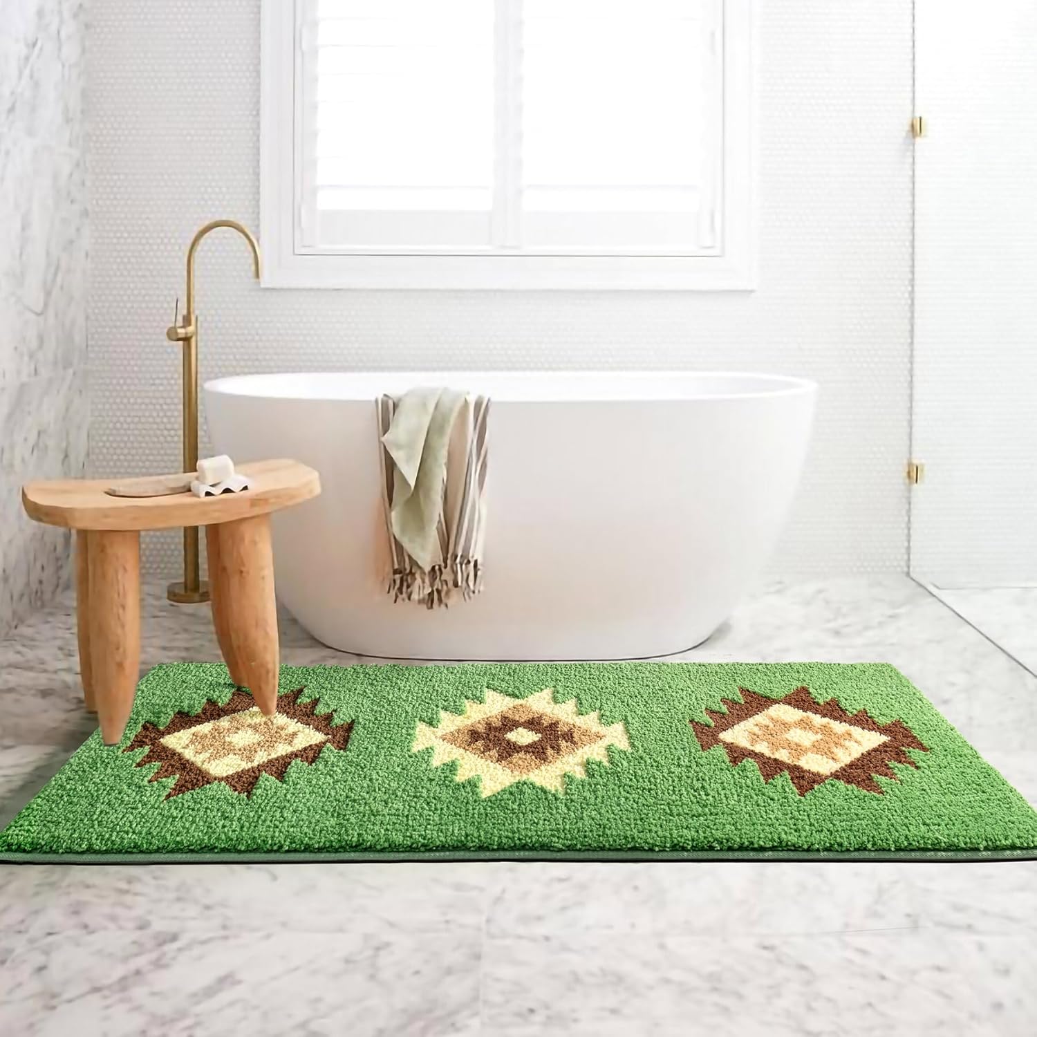 DEXDE Alfombra de baño bohemia de 24 x 60 pulgadas de largo, para baño, dormitorio, pasillo, cocina, lujosa, suave, absorbente, grande, moderna,