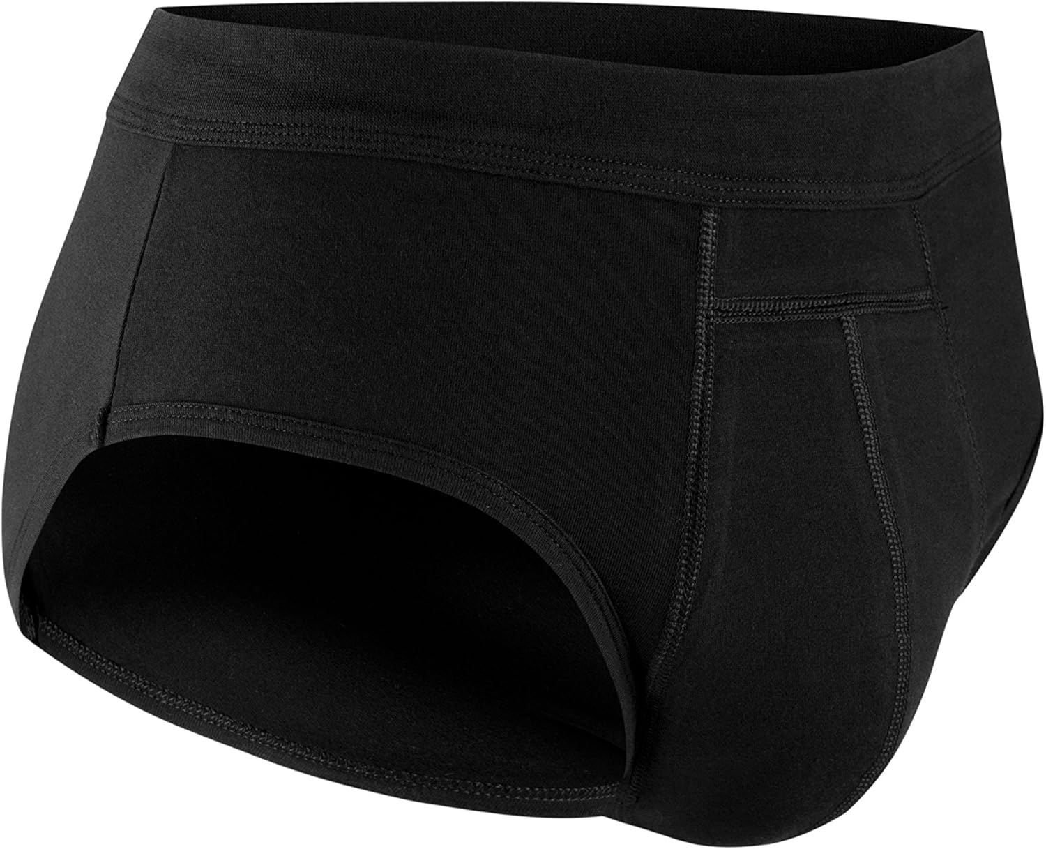 Ropa interior de algodón para incontinencia urinaria lavable y reutilizable para hombres, con zona frontal absorbente (XL, negro)