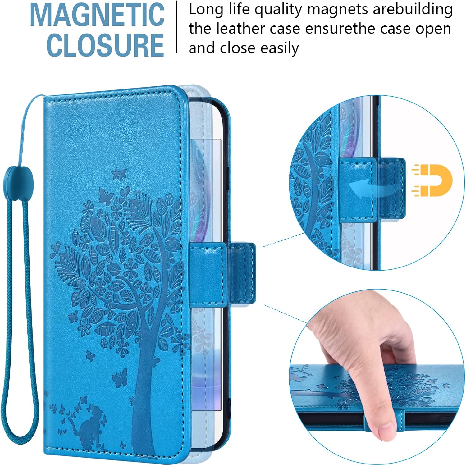 Asuwish Compatible con Xiaomi Redmi Note 9  Redmi 10X 4G Funda tipo cartera y protector de pantalla de vidrio templado con correa de muñeca con tapa
