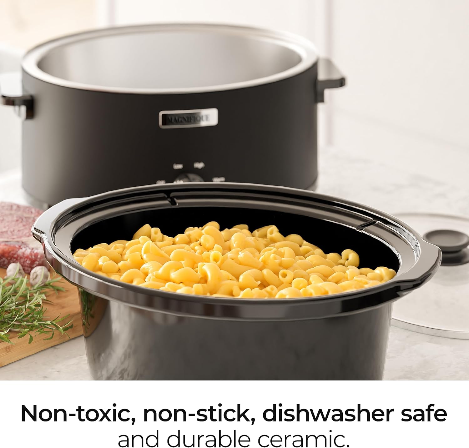 MAGNIFIQUE – Olla de cocción lenta digital ovalada con ajuste para mantener el calor, electrodoméstico pequeño de cocina perfecto para cenas