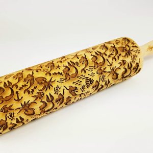 MERMAID Embossing Rolling Pin Laser Engraved Wooden Dough Roller with Ocean Symbols MERMAID Embossing Rolling Pin Laser Engraved Wooden Dough Roller with Ocean Symbols
