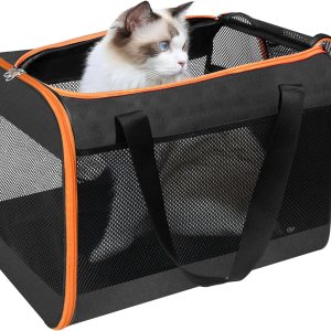 HiCaptain Bolsa transportadora negra para gatos, ligera y suave con ventana de malla superior, transpirable para gatos medianos y perros pequeños, HiCaptain Bolsa transportadora negra para gatos, ligera y suave con ventana de malla superior, transpirable para gatos medianos y perros pequeños,
