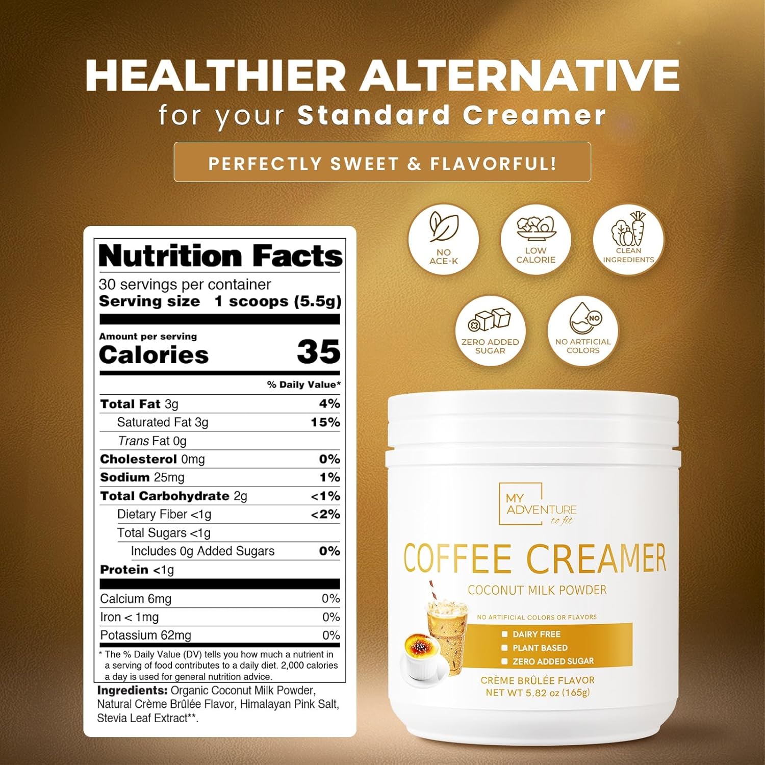 Crema de café en polvo sin lácteos, crema en polvo sin azúcar para café caliente o helado, crema keto para mujeres y hombres, crema de coco baja en