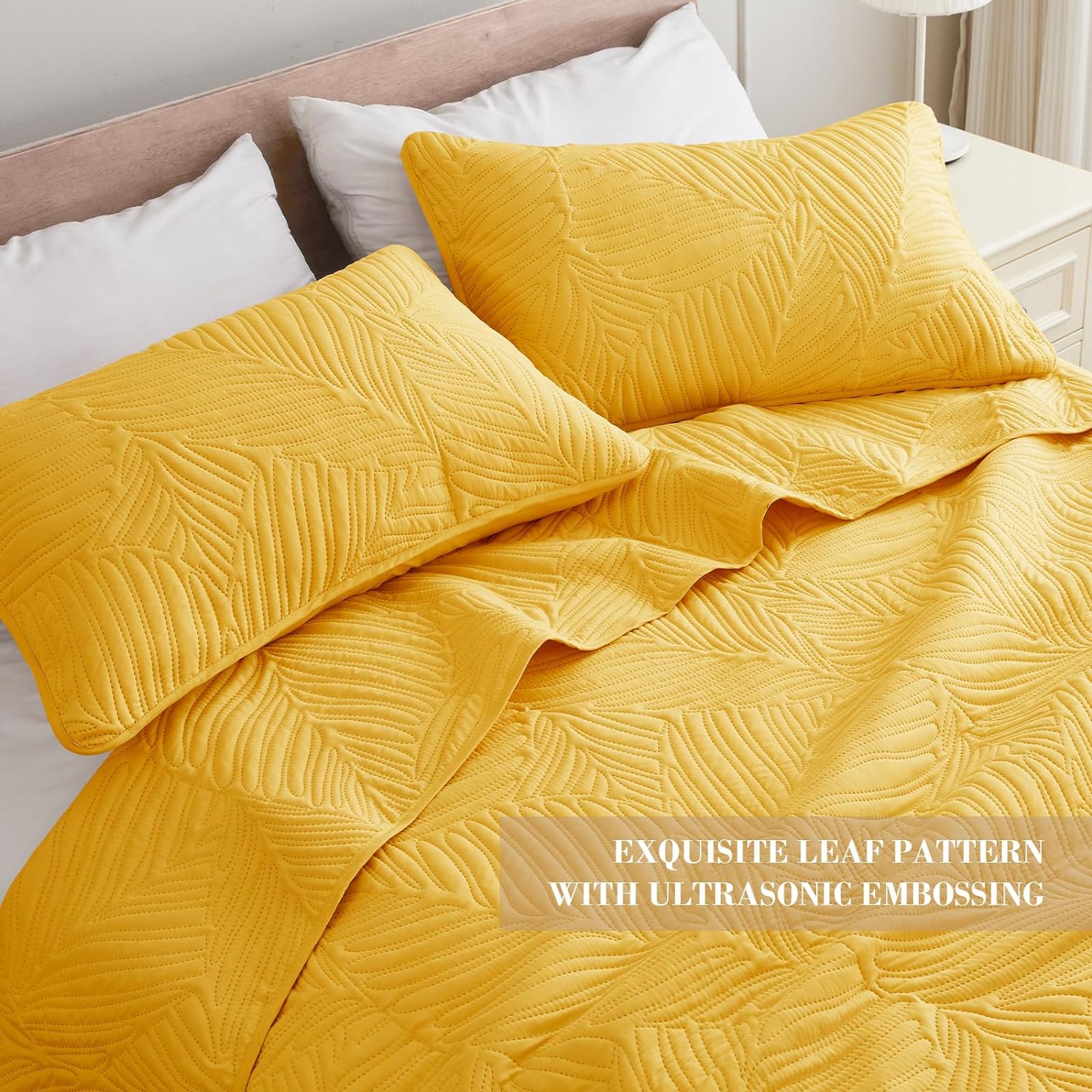 Exclusivo Mezcla Juego de ropa de cama tamaño Queen, edredones amarillos ligeros tamaño Queen Matrimonial para todas las estaciones, colcha de